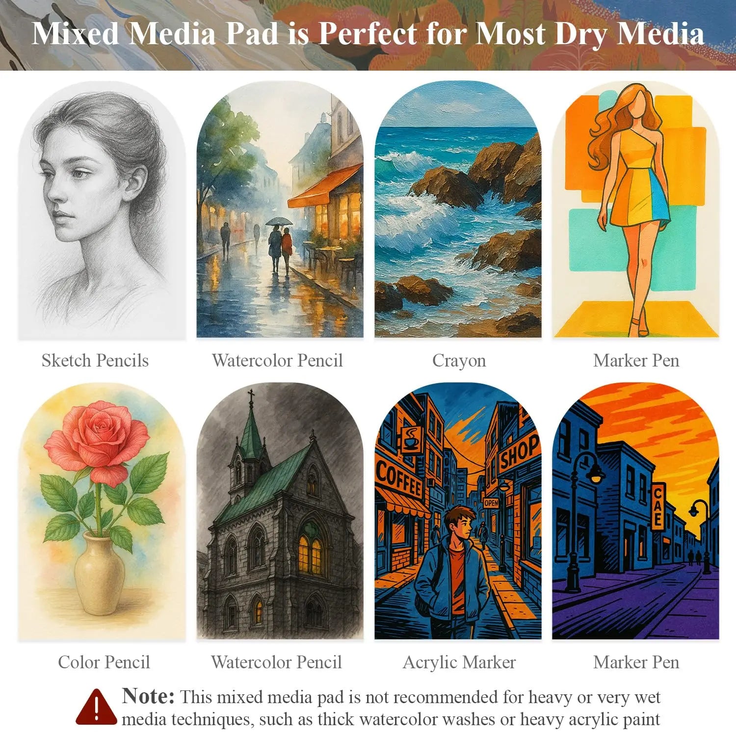 Mixed Media Sketchbook 9" x 12" - Multimedia Sketchbook Hardcover, Spiral Bound, 60 Sheets 98lb/160gsm Mixed Media Paper, Watercolor Sketchbooks for Artist Supplies, Painting, Drawing & Art Supplies.