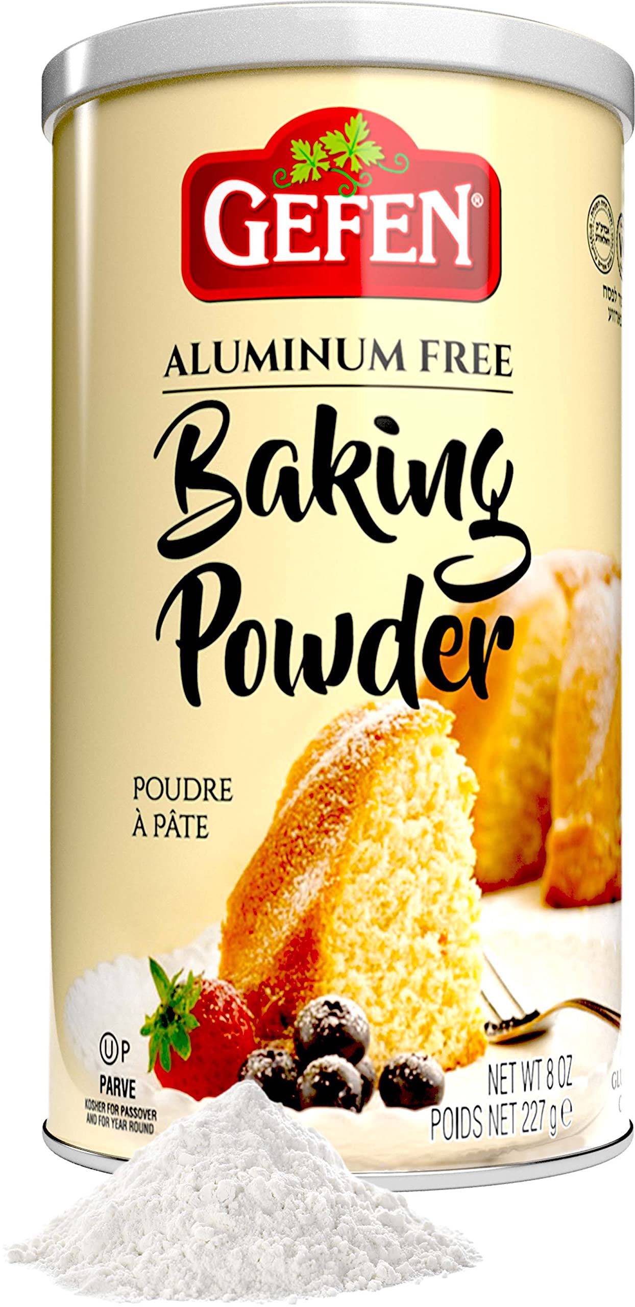 Gefen Backpulver, 227g wiederverschließbarer Behälter, glutenfrei, aluminiumfrei, maisstärkefrei