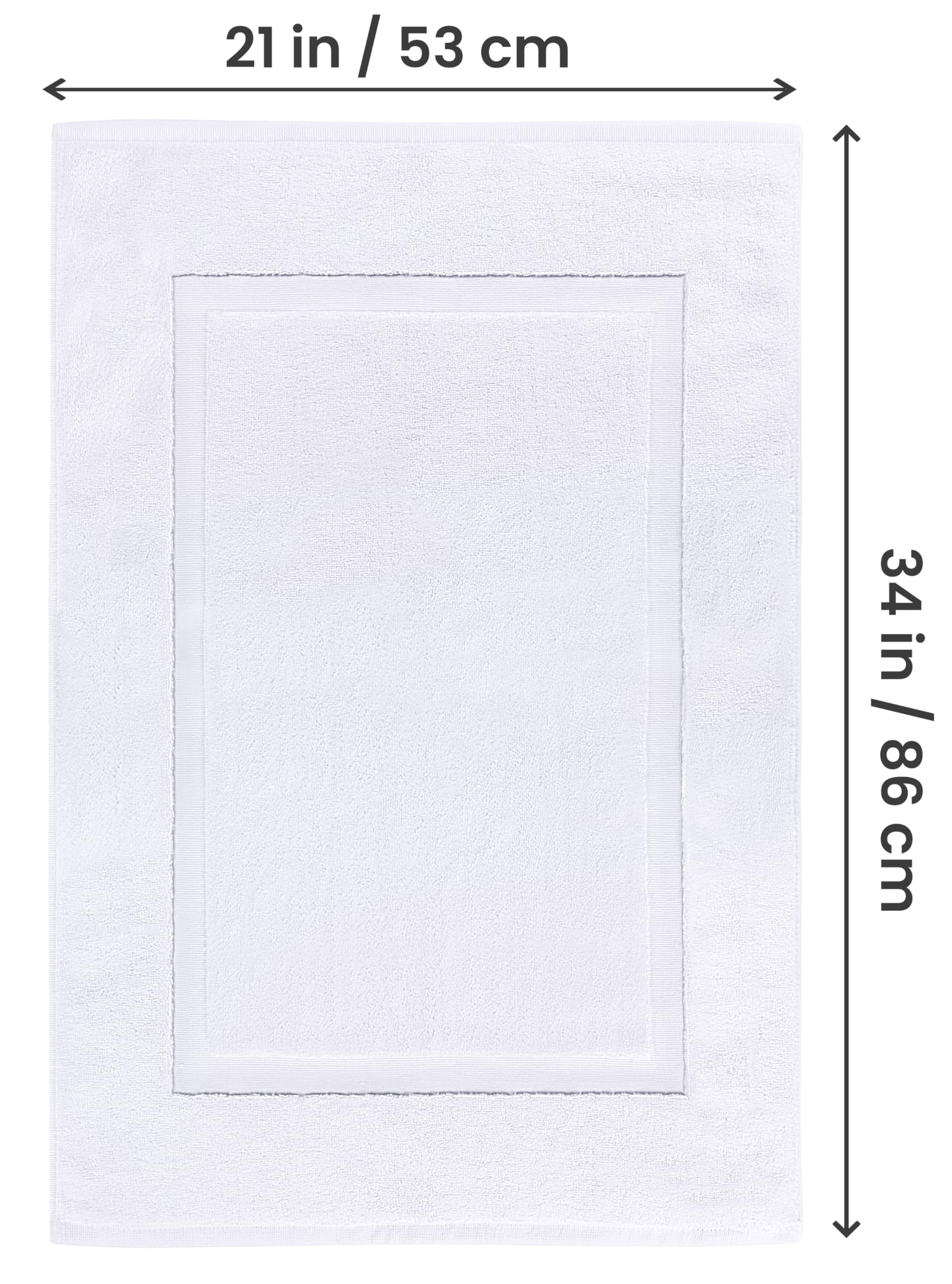 Utopia Towels Cotton Banded Rug, Bath Mats, Not a Bathroom Rug, 21 by 34 Inches, 100% Ring Spun Cotton, Highly Absorbent Shower Bathroom Floor Mat, White, 2 Pack