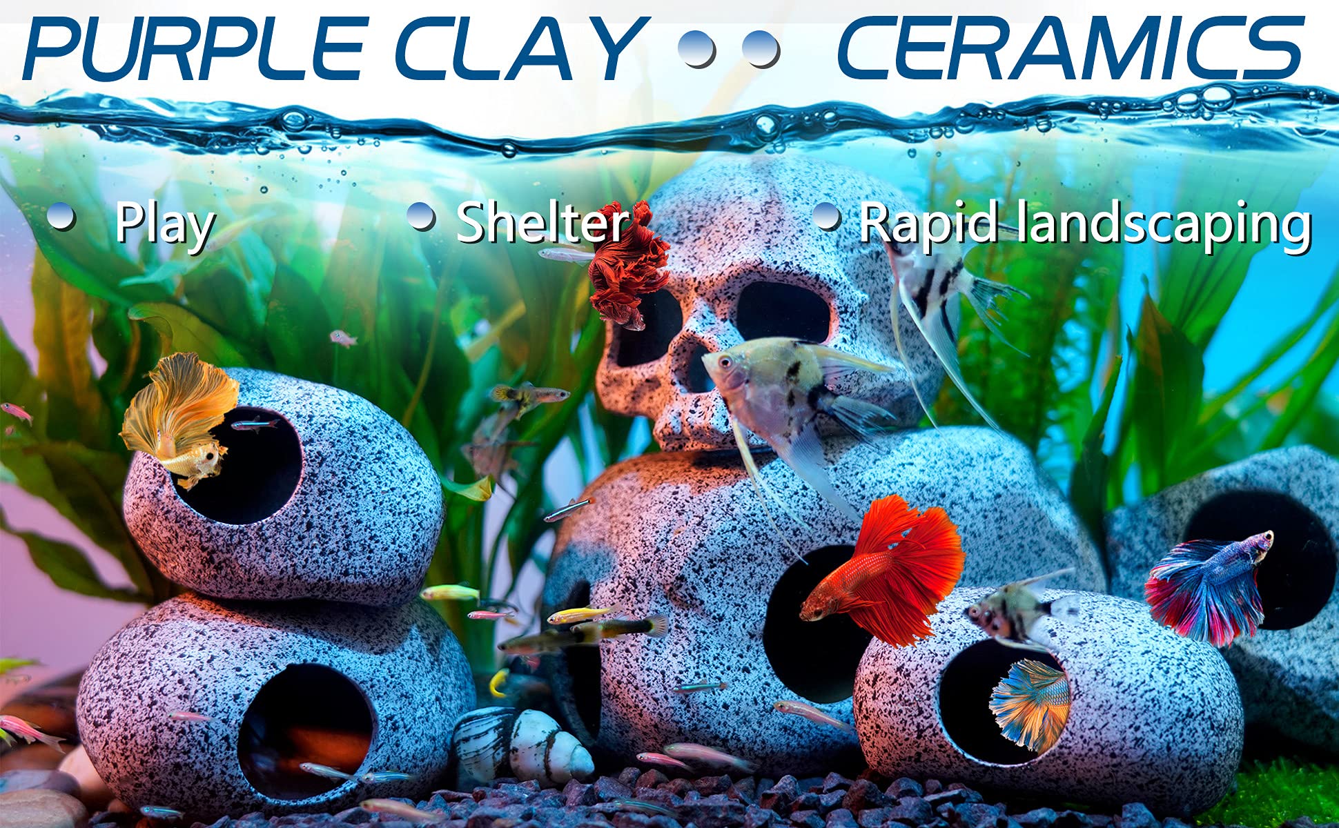 Aquarium Decorations Cave Fish Tank Accessories Rock Decor for Shrimp Cichlid Hiding Breeding Small Fish Bowl Hide Decoration Betta Toys Hideout Stones House（Medium）
