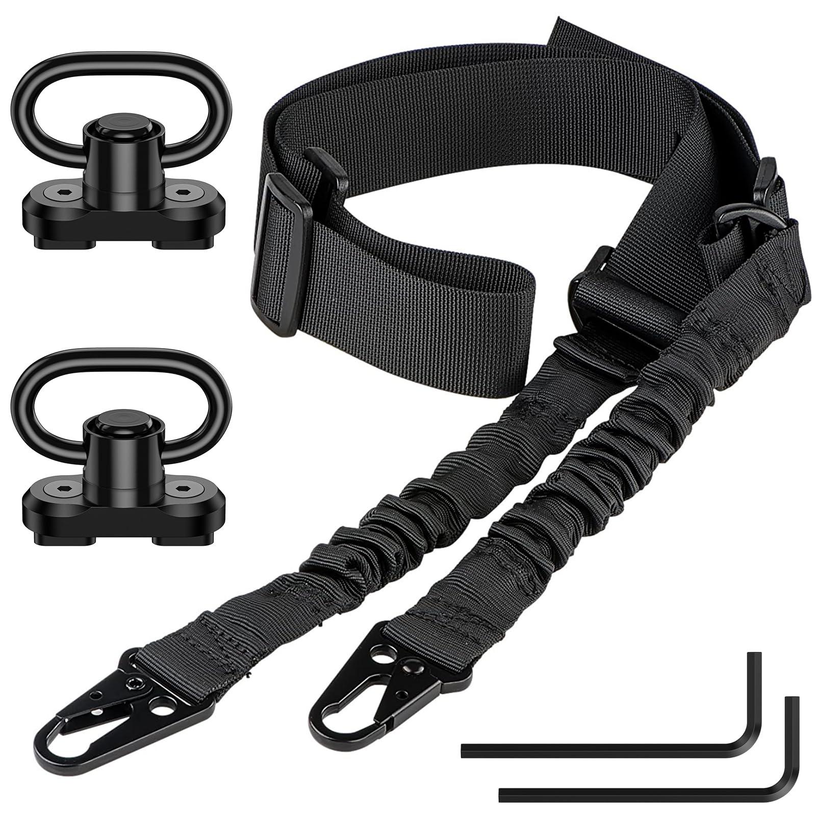 CVLIFE Rifle Sling Traditional Two Sling Adjustable Length Gun Sling for Rifle with 2 Pack 1.25" Swivel for M-Rail Black