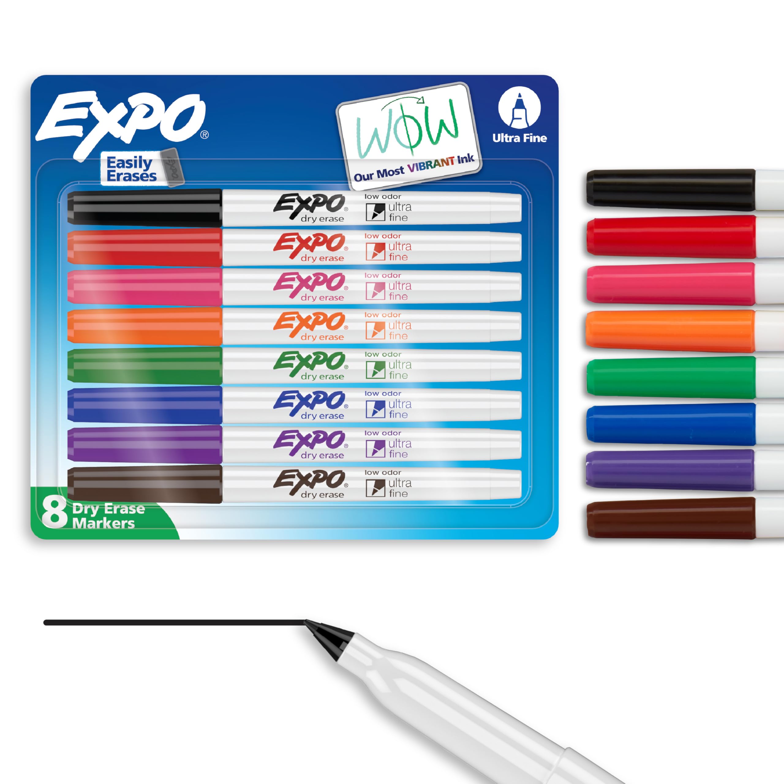 EXPO geruchsarme Whiteboard-Marker, extrafeine Spitze, sortierte Farben, 8 Stück