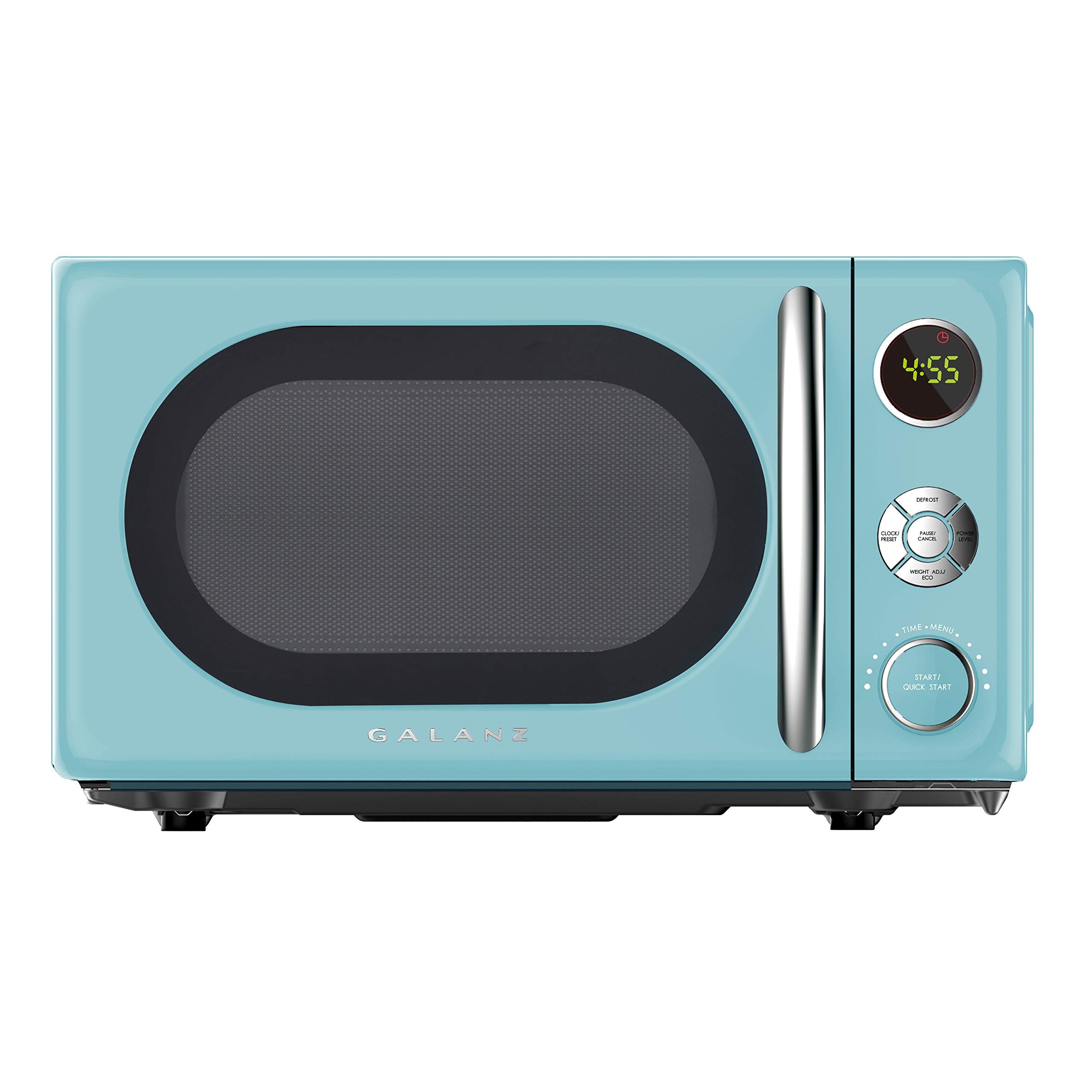 Galanz GLCMKA07BER-07 Retro Mikrowelle, LED-Beleuchtung, Zuggriff-Design, Kindersicherung, Bebop Blau, 0,7 cu ft