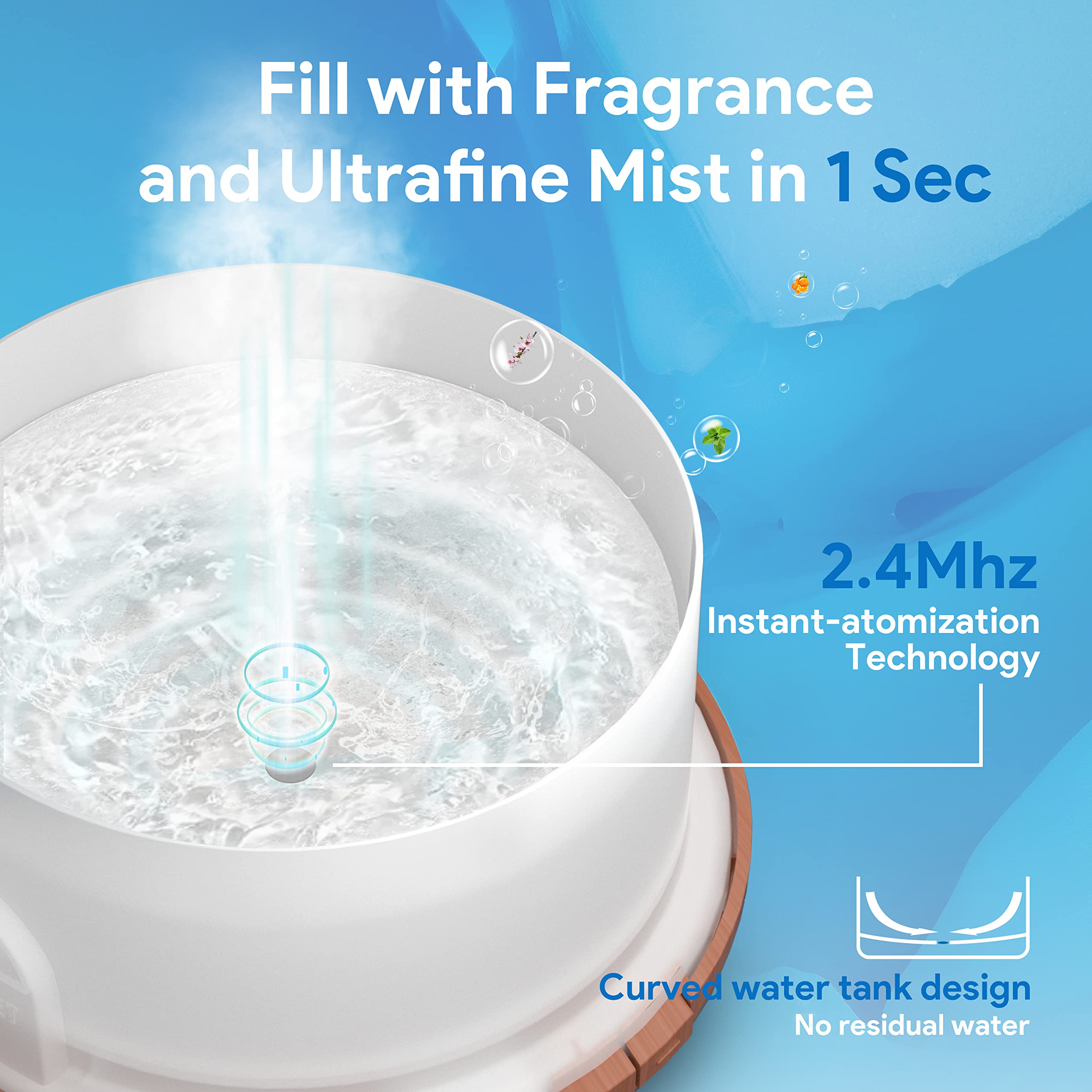 ASAKUKI Essential Oil Diffuser 500ml, Ultrasonic Aromatherapy Humidifier with Remote Control, 7 LED Colors, Timer & Auto-Off, Large Room Diffuser