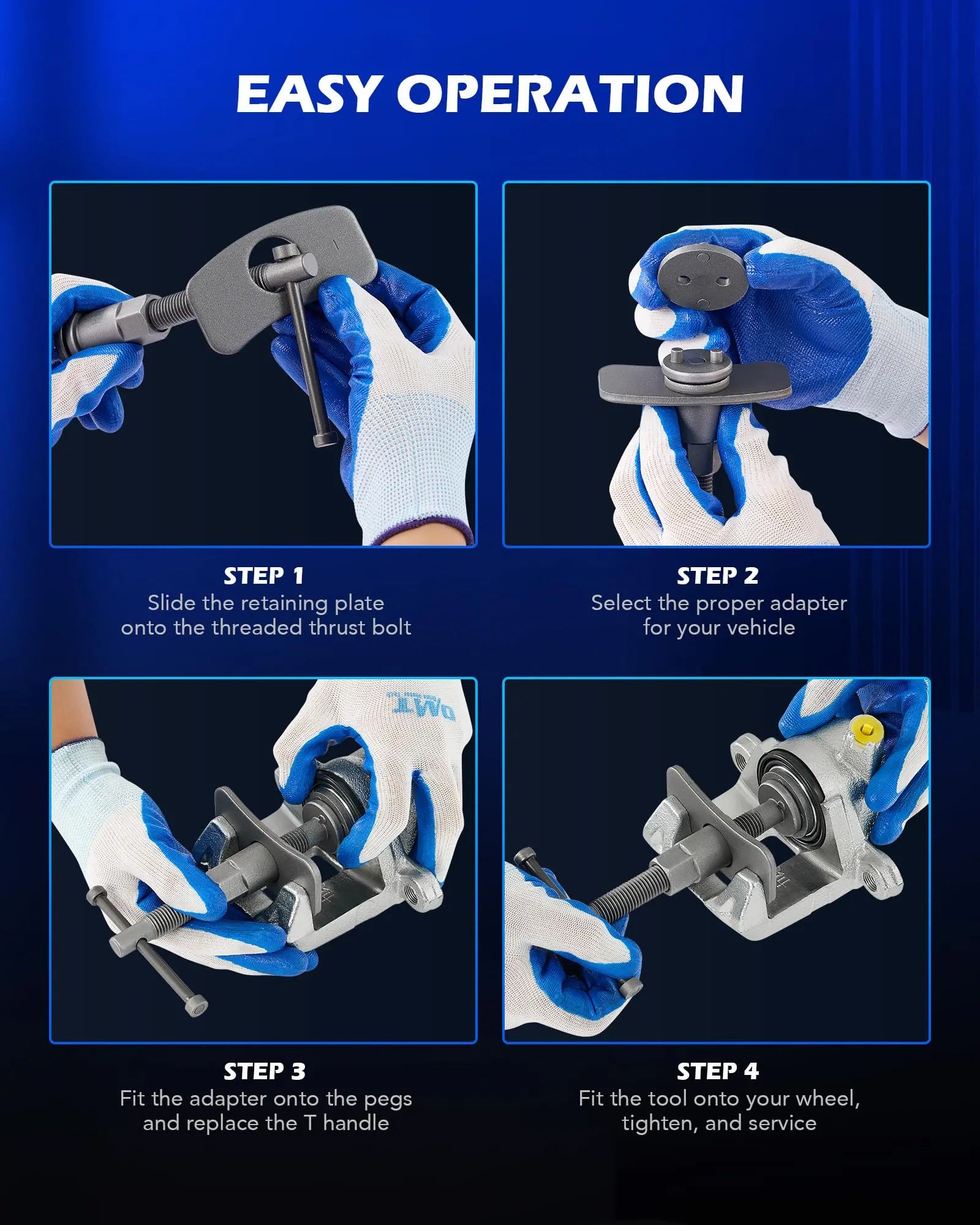 Orion Motor Tech 24pc Brake Caliper Compression Tool Set, Heavy Duty Brake Piston Compressor Tool and Wind Back Tool Kit for Brake Pad Replacement, Universal Disc Brake Caliper Tool Set with Blue Case