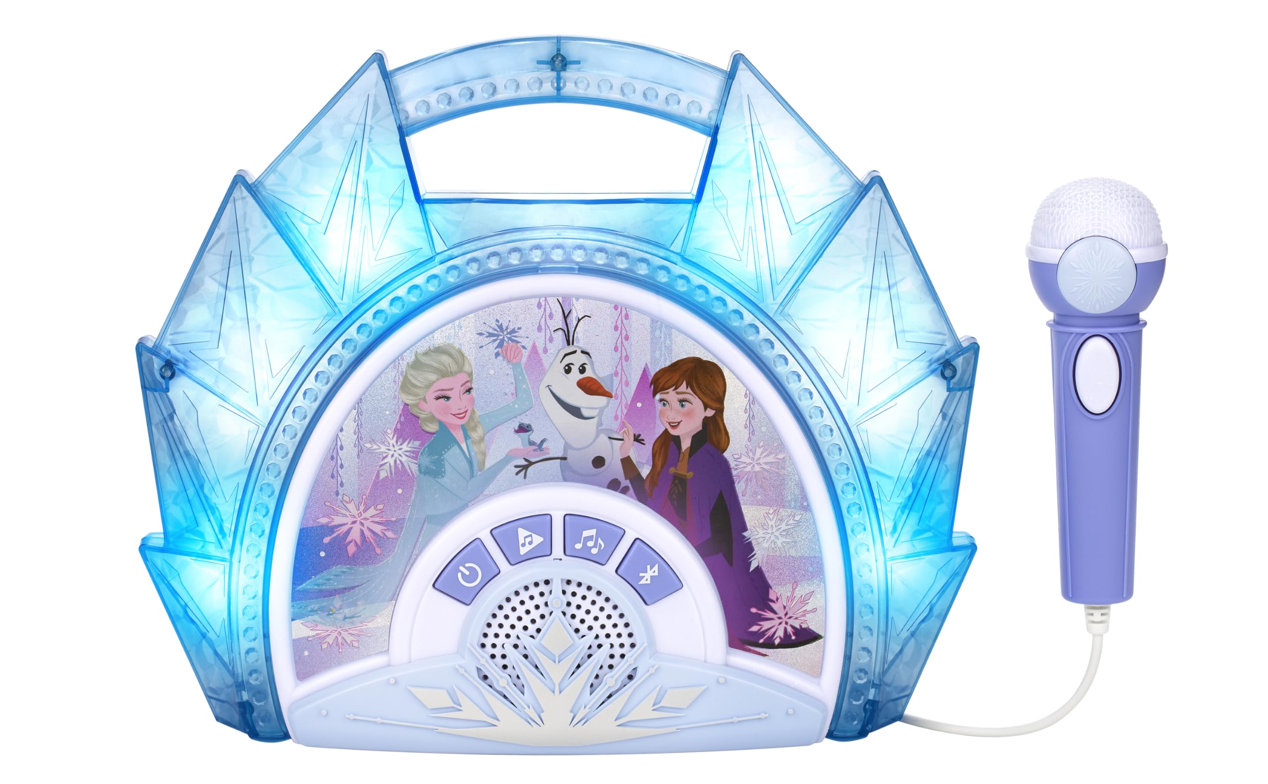 eKids Disney Die Eiskönigin Karaoke Mikrofon mit Bluetooth-Lautsprecher für Fans von Disney Spielzeug, Karaoke Maschine für Kinder mit eingebauter Musik