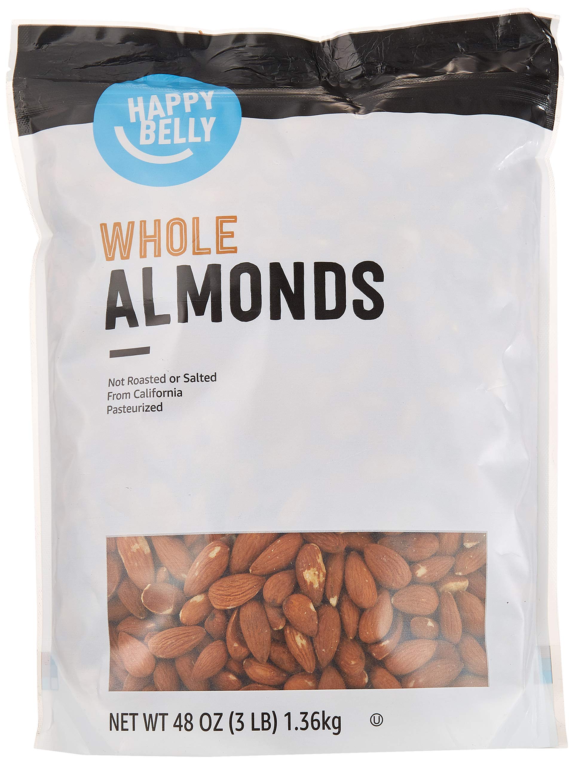 Brand - Happy Belly Whole Raw Almonds, 48 ounce (Pack of 1)