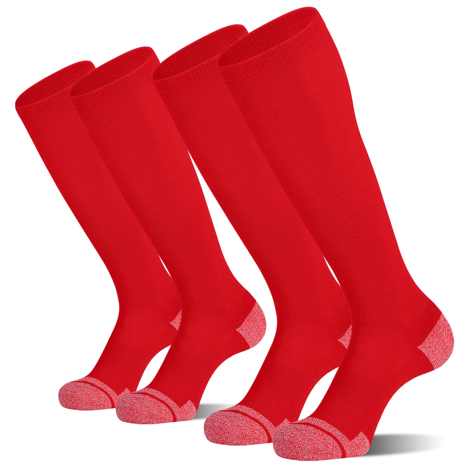 CS CELERSPORT 2 Pack Baseball Softball Soccer Socks Knee High Sports Tube Socks for Youth Men and Women Medium Red