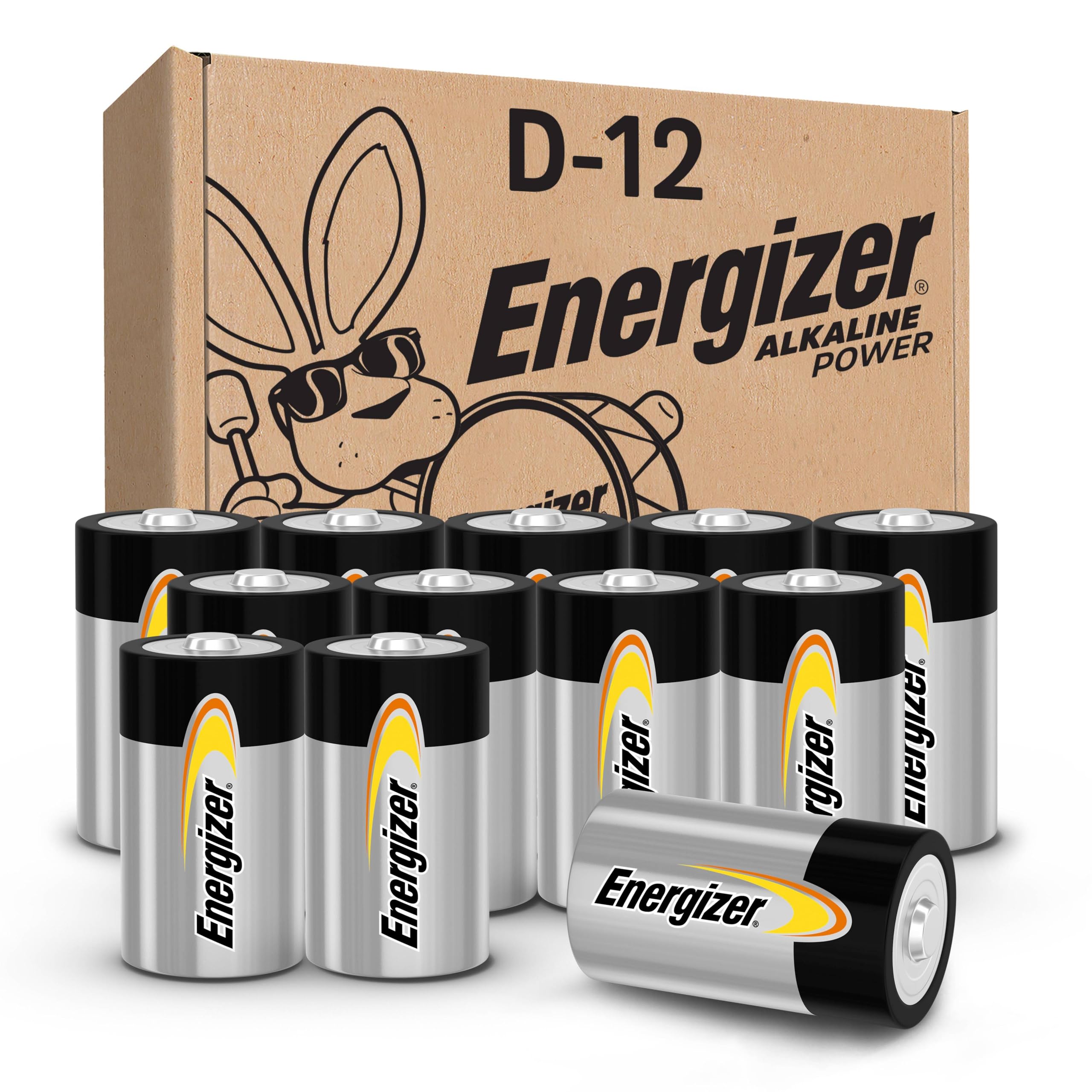 Energizer Alkaline Power D Batterien, 12 Stück (1er Pack), langlebige Alkaline D-Batterien