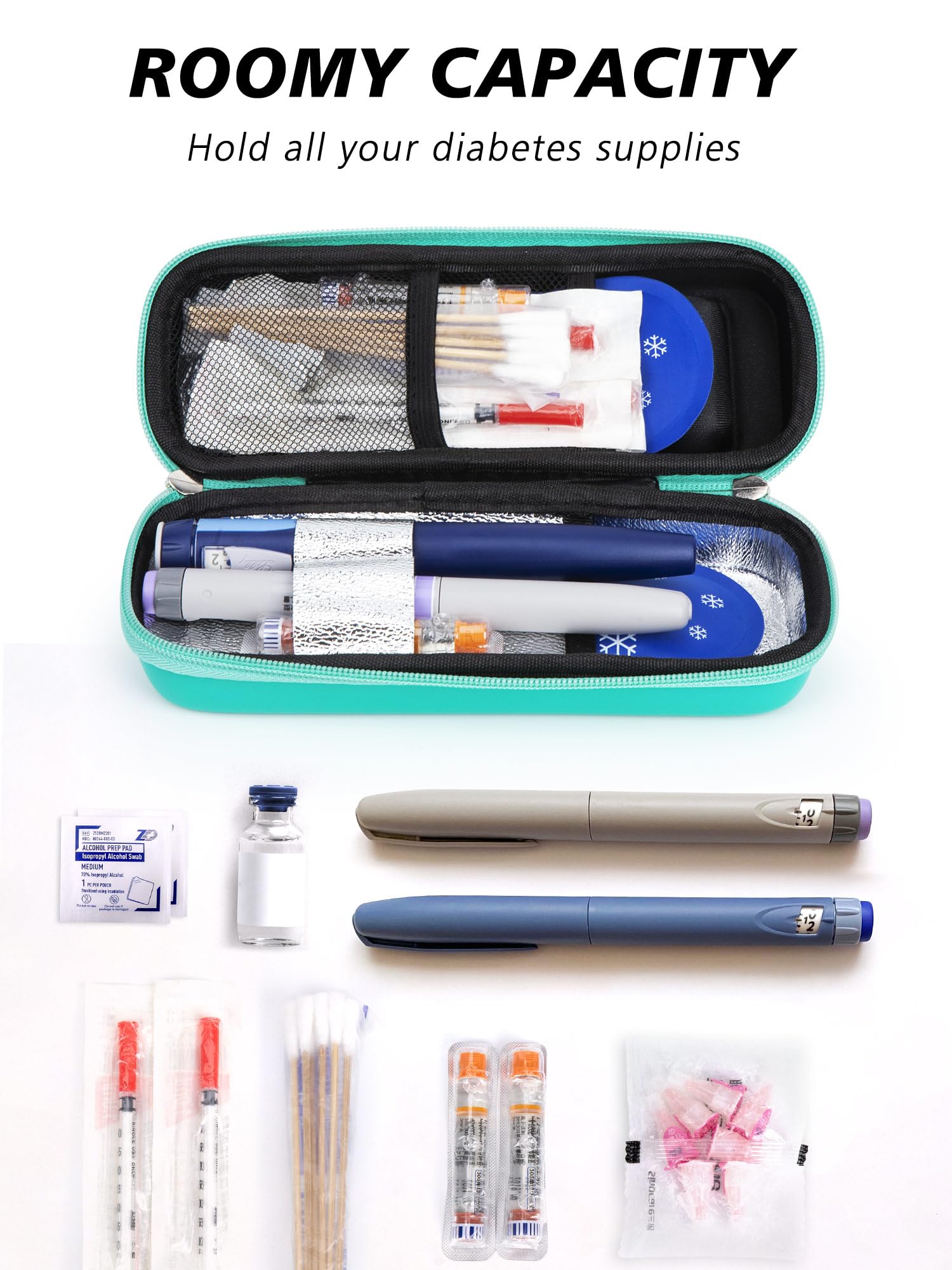 YOUSHARES Insulin Cooler Travel Case with Temperature Display - Refrigerated Medicine Cooling Bag with 2 TSA Approved Ice Pack, Medication Pen Diabetic Supplies Organizer for Trip and Daily