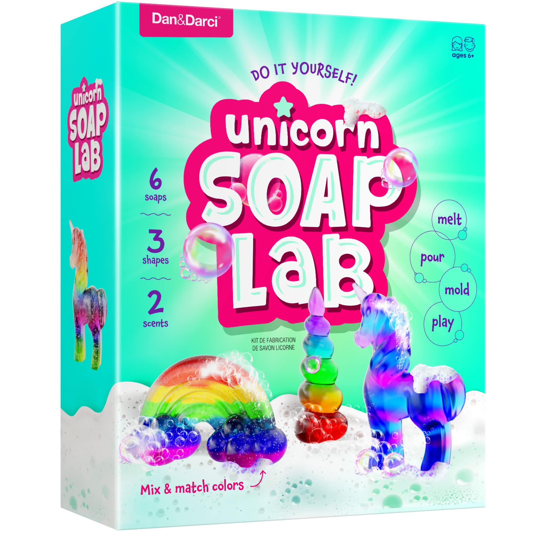 Dan&Darci Einhorn-Seifenherstellungsset – Bastelset für Mädchen ab 6 Jahren – Einhorn-Mädchengeschenke – Wissenschaftliches MINT-Projekt als Teenagergeschenk – Stelle deine eigenen Seifen-Sets her – Bastelspielzeug für 6 7 8 9 10 11 12 Jahre