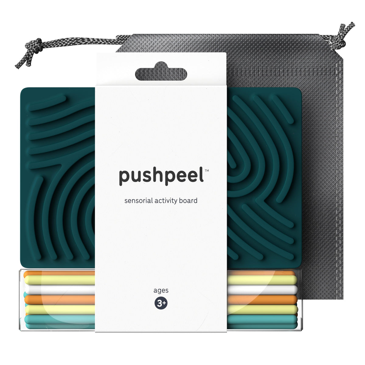 Pushpeel Sensorik-Aktivitätsbrett: Silikon-Fidget-Spielzeug zur Beruhigung bei Stress, Angst, ADHS & Autismus | Leise, sauber | Für Kinder ab 3 Jahren & Erwachsene | Inklusive tragbarer Reisetasche & 11 Schnüren