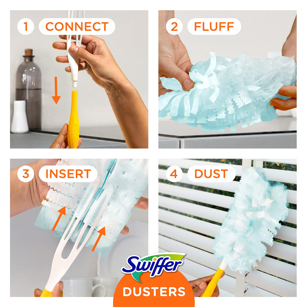 Swiffer Staubmagnet Nachfüllpackungen für die Reinigung, Feder- und Mikrofasertücher als Einwegalternative, zum Abstauben von Möbeln, Jalousien, Deckenventilatoren, Wänden, hilft Allergene zu entfernen, Lavendel, 18 Stück