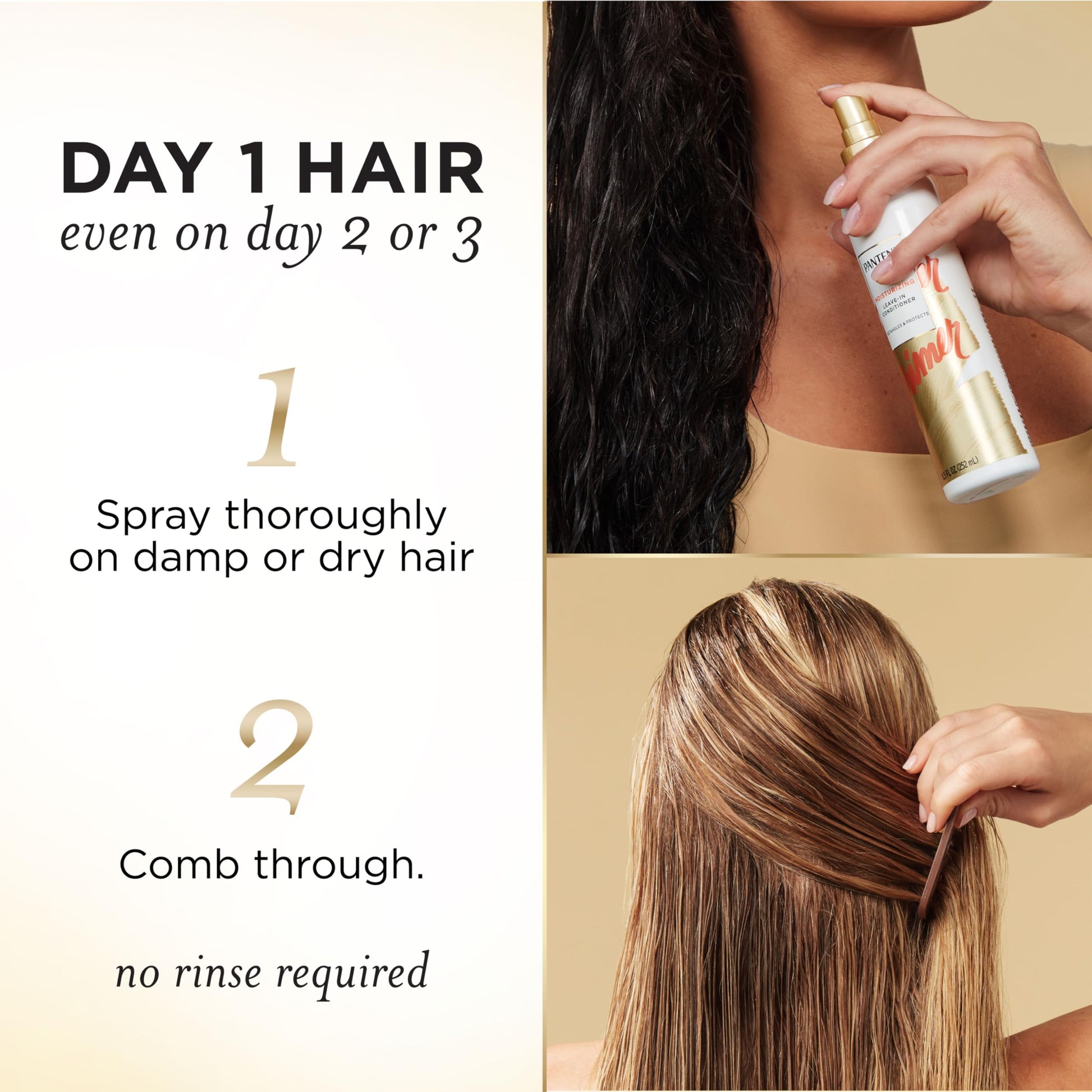 Pantene Conditioning Detangler Spray, Pro-V Repair & Protect, Nutrient Boost for Damaged Hair, Antioxidant Enriched, Leave-In Conditioner, Smooth & Shine, Sulfate-Free, 8.5 Fl Oz, 3 Pack