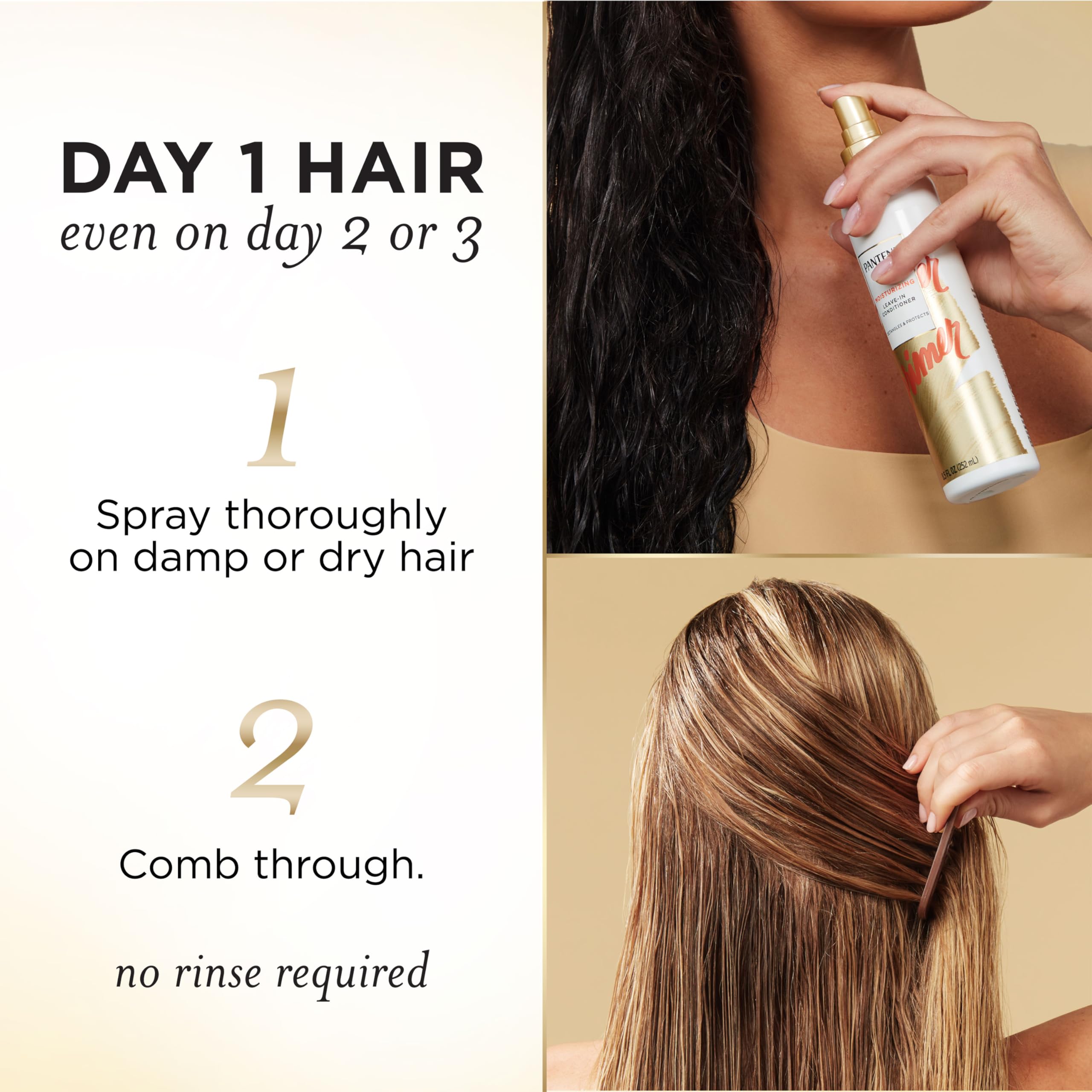 Pantene Conditioning Detangler Spray, Pro-V Repair & Protect, Nutrient Boost for Damaged Hair, Antioxidant Enriched, Leave-In Conditioner, Smooth & Shine, Sulfate-Free, 8.5 Fl Oz, 3 Pack