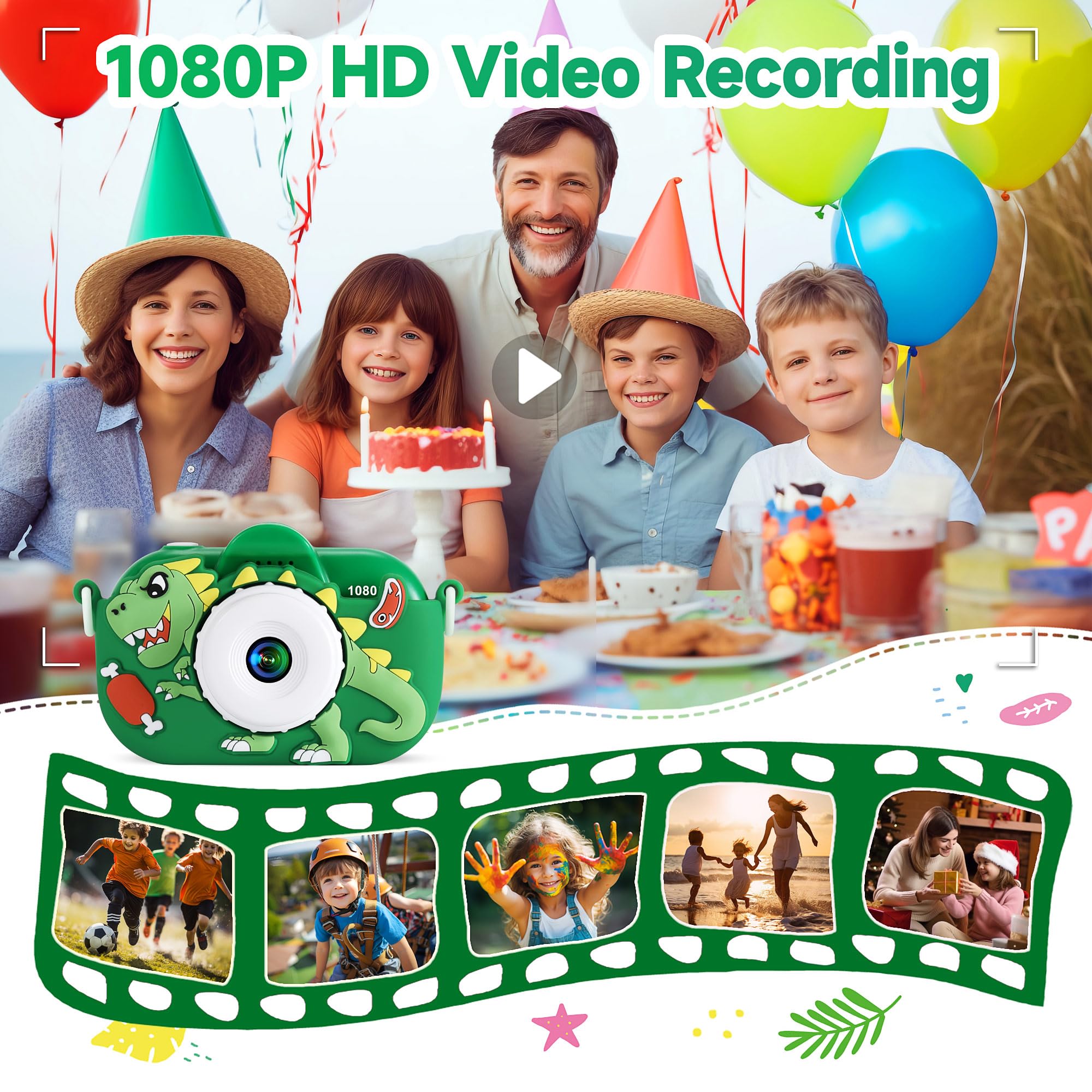 Kids Camera Boys Toys for 3 4 5 6 7 8 9 Years Old Boys, 48MP Dual Lens Kids Digital Camera Christmas Birthday Gifts, 1080P HD Video Selfie Toddler Camera with 32G SD Card