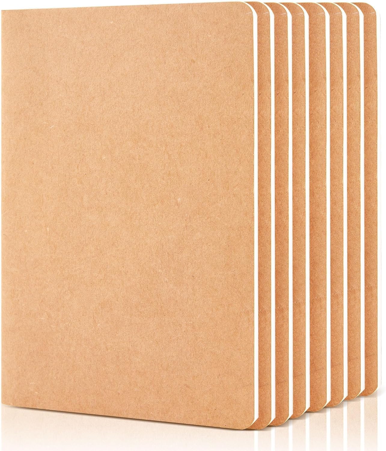 feela 8 Pack Unlined Kraft Paper Notebooks, Blank Journal Note Pad for Drawing Writing, Small Sketchbook Travel Journal Bulk for Women Kids Students Office School Supplies, A5, 60 Pages, 8.3" X 5.5"