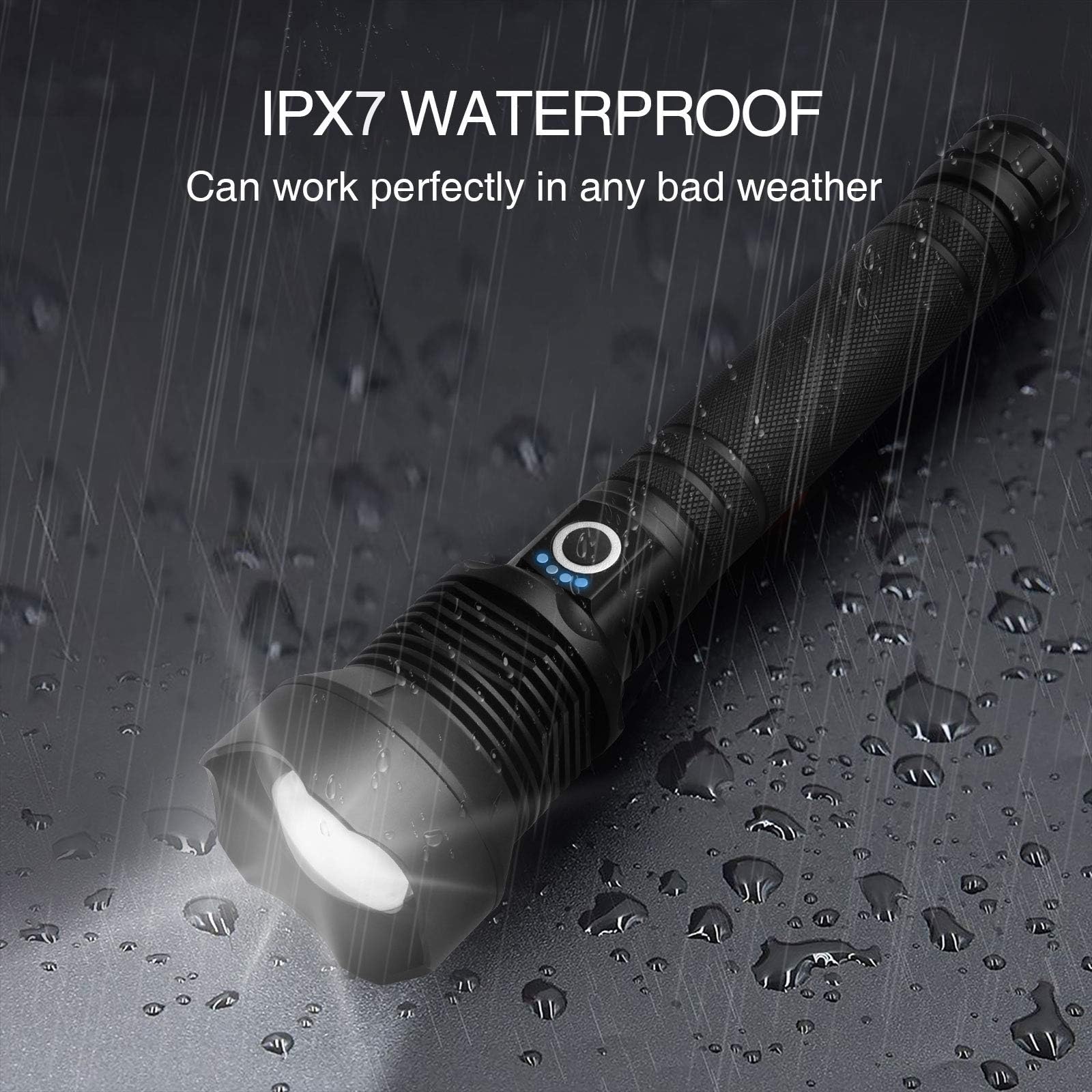 Lylting Rechargeable LED Flashlights High Lumens, 90,000 Lumens Super Bright Flashlight with 5 Modes & Waterproof, Powerful Handheld Flashlight for Camping Emergencies