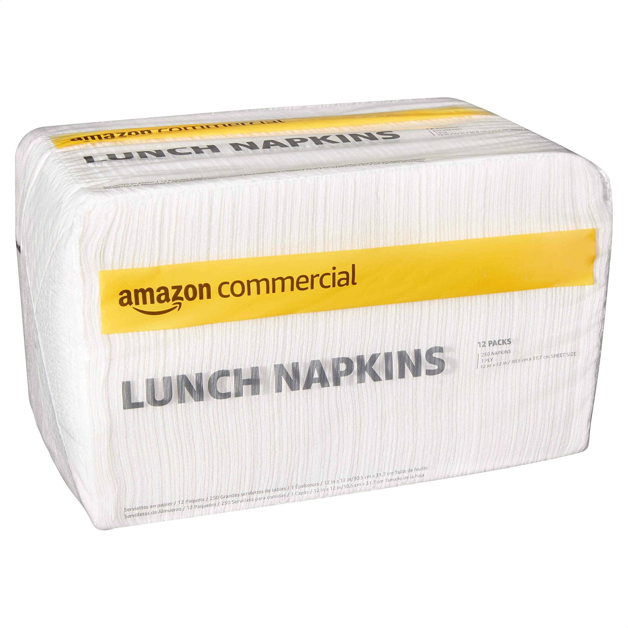 Commercial 1-Ply White Lunch Napkins (SOFI-067)|Bulk |Disposable Paper Napkins |Lunch Napkins |FSC Certified |250 Napkins per Pack (12 Packs)(12 x 12 Sheet)
