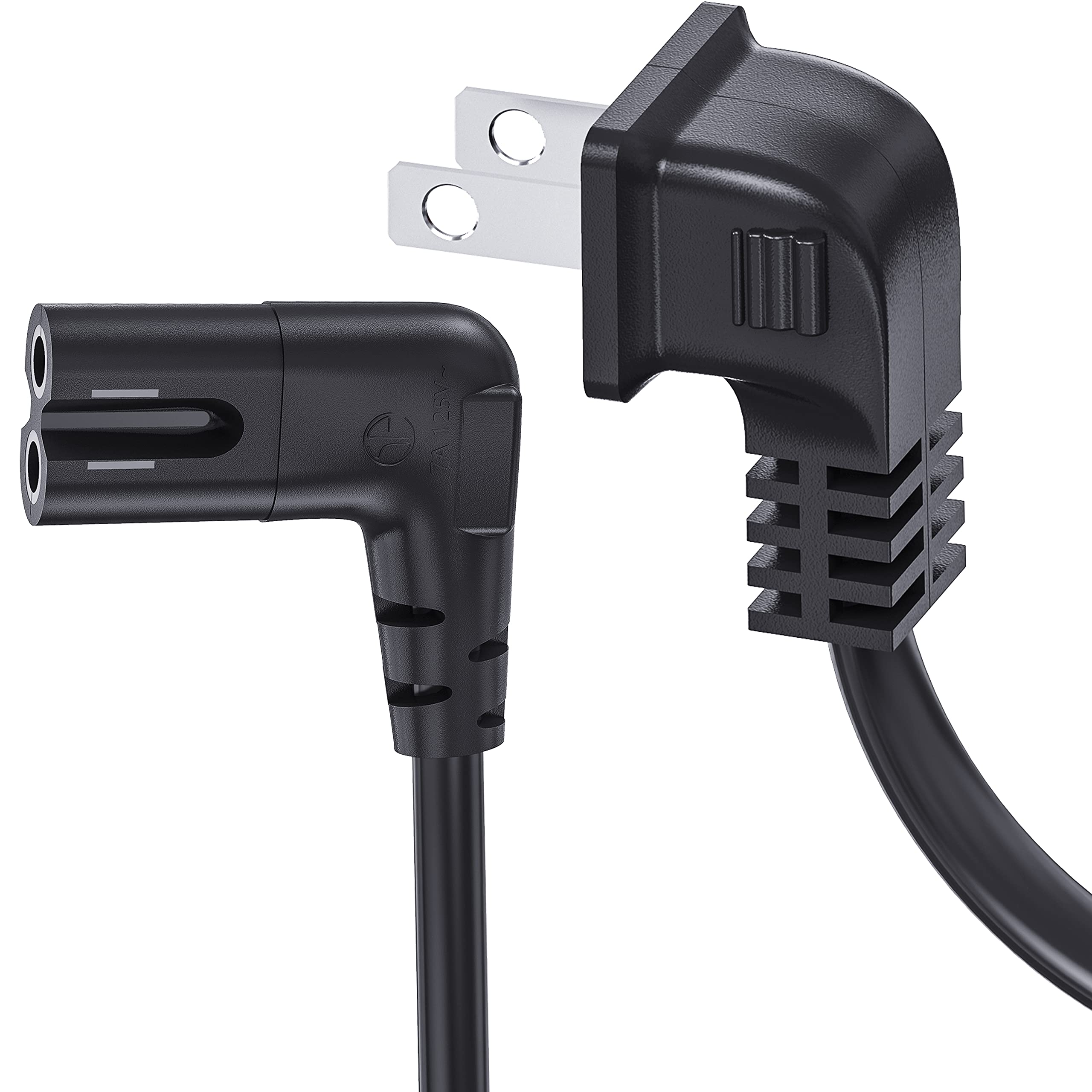 TV Power Cord Compatible for Samsung TV, Ancable 6-Feet 90 Degree Angled 2-Prong C7 Tv Cable Compatible with Samsung LG TCL Sony Appletv Insignia Sharp Toshiba Vizio (UL Listed 18 AWG-Non Polarized)