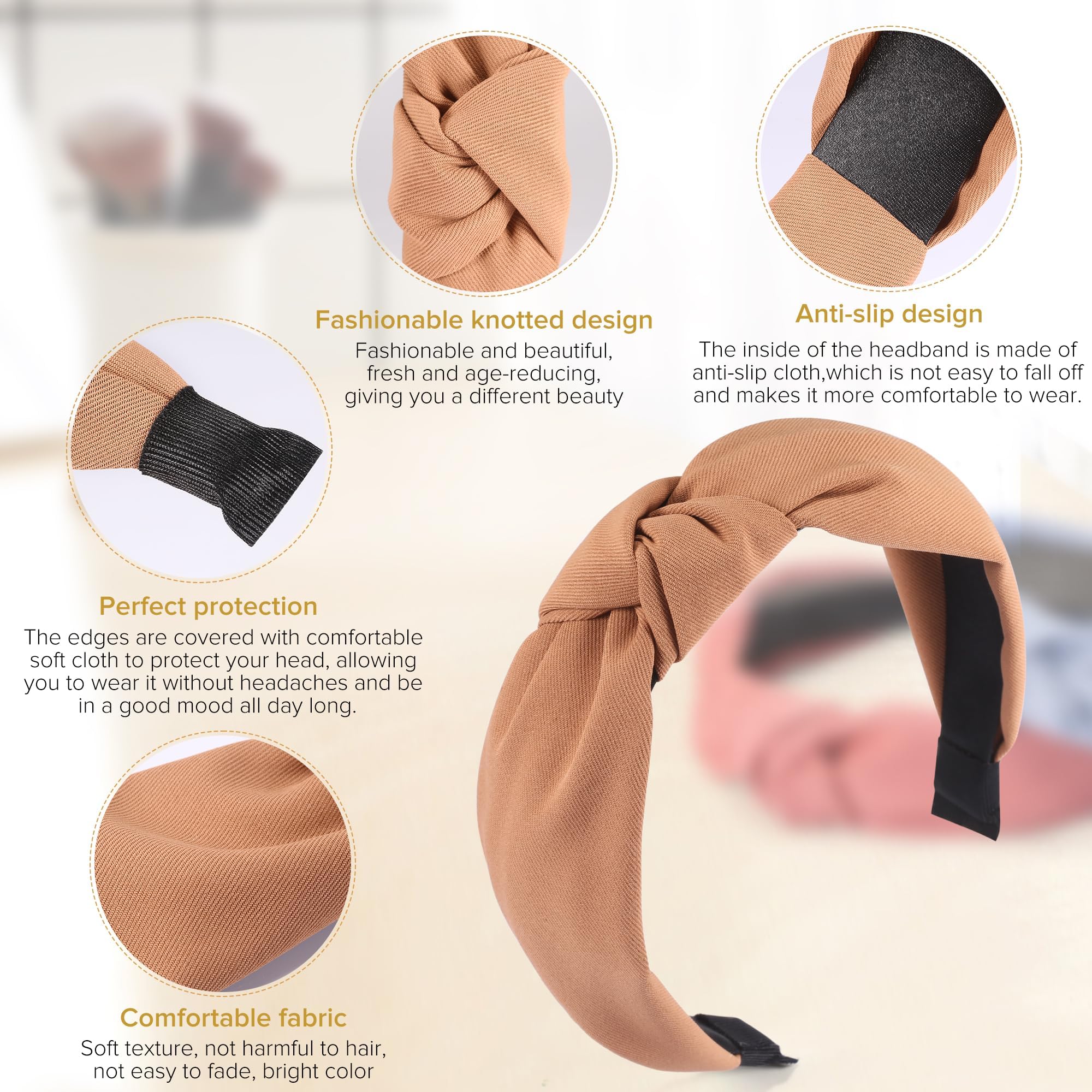 DiyJibb Headbands for Women Girls - 6PCS Stylish Top Knotted Headbands - Knotted Headband for Women - Head Bands Wide Hairband Hair Accessories