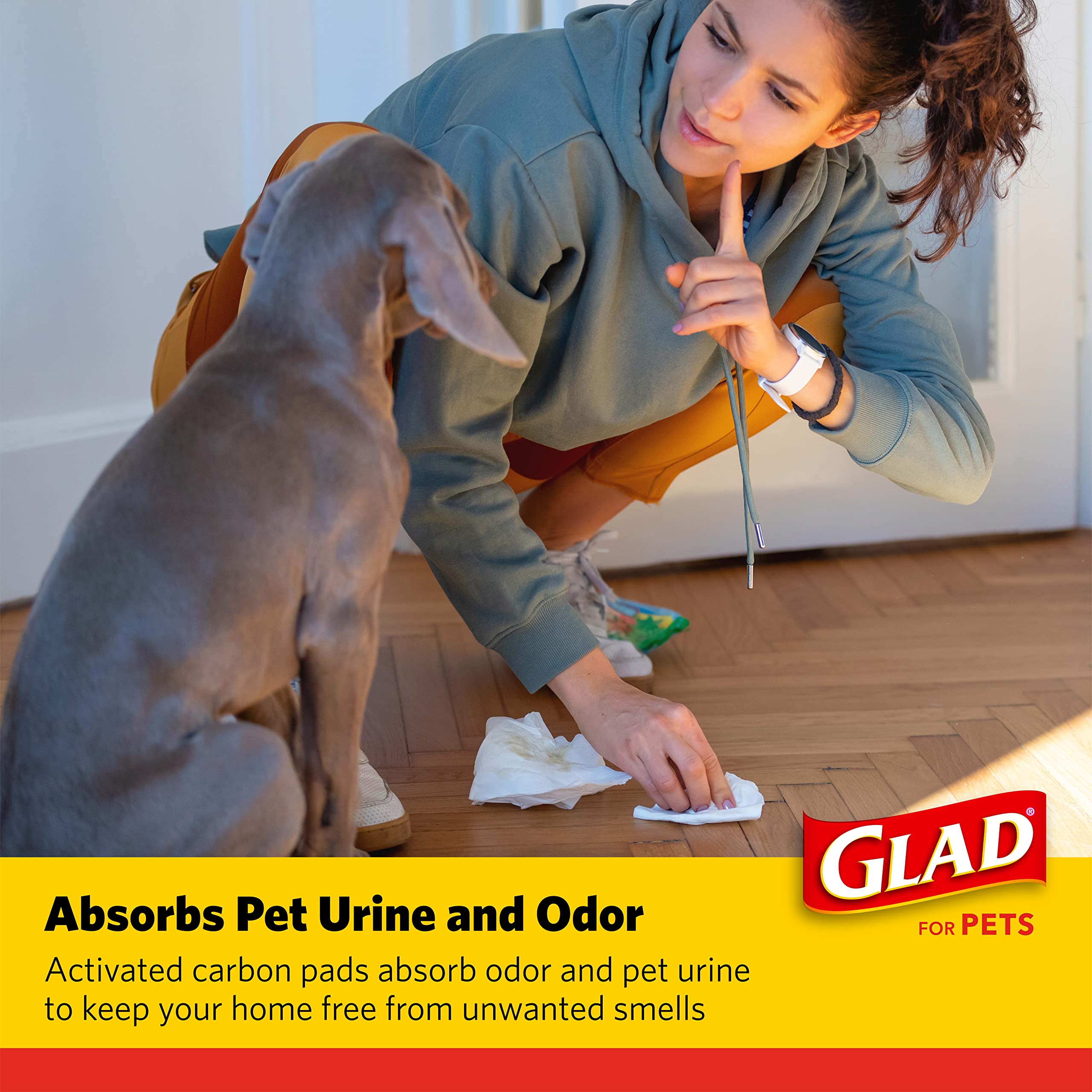 Glad for Pets Black Charcoal Puppy Pads, 23"x23" Disposable Pee Pad That Absorbs & Neutralizes Urine Instantly, Activated Carbon Training Pads For Dogs - 100 Count