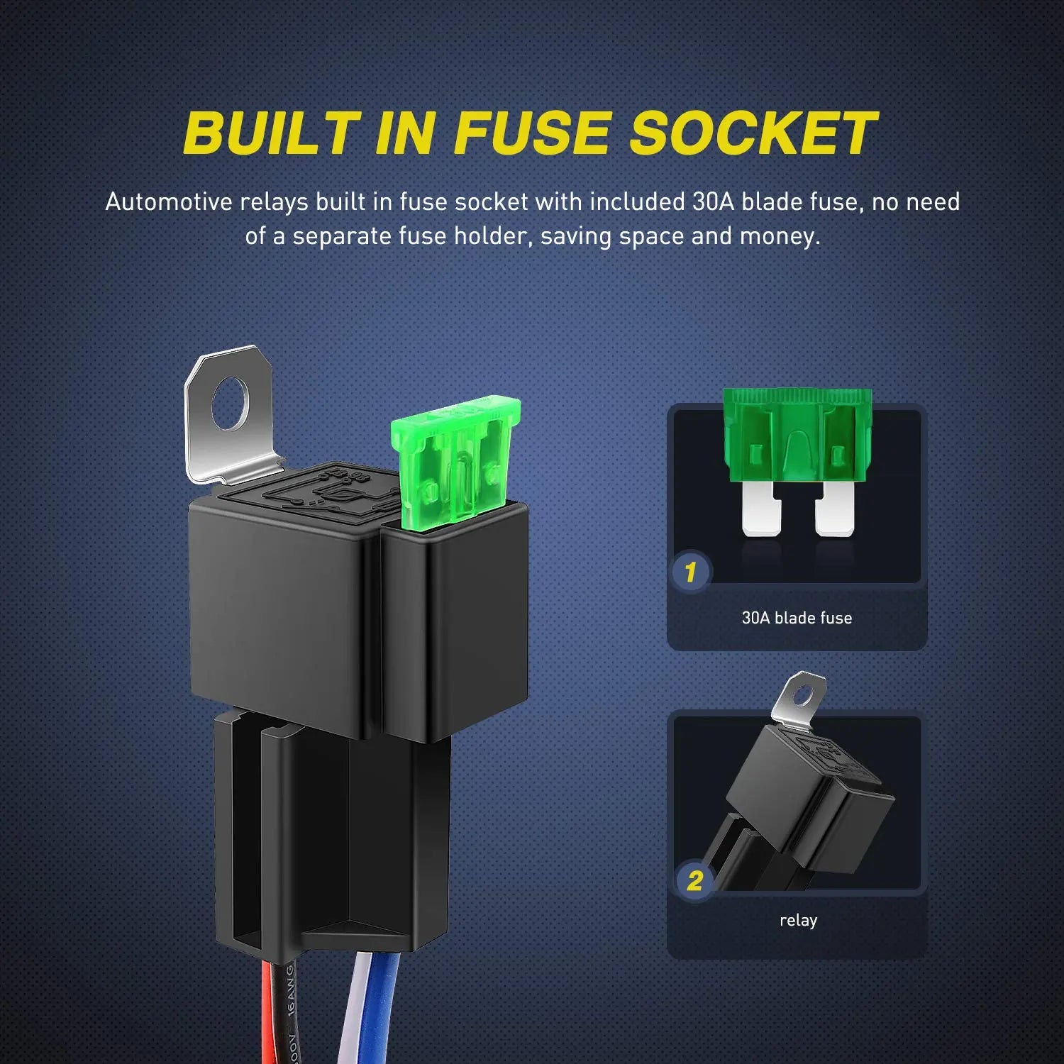 Nilight 50023R 5 Pack 30A Fused Relay Switch Kit 12V 4 Pin SPST Relay Interlocking Harness Socket Holder 30 Amp 12 Volt Automotive Relays with Fuse for Auto Cars Trucks RV