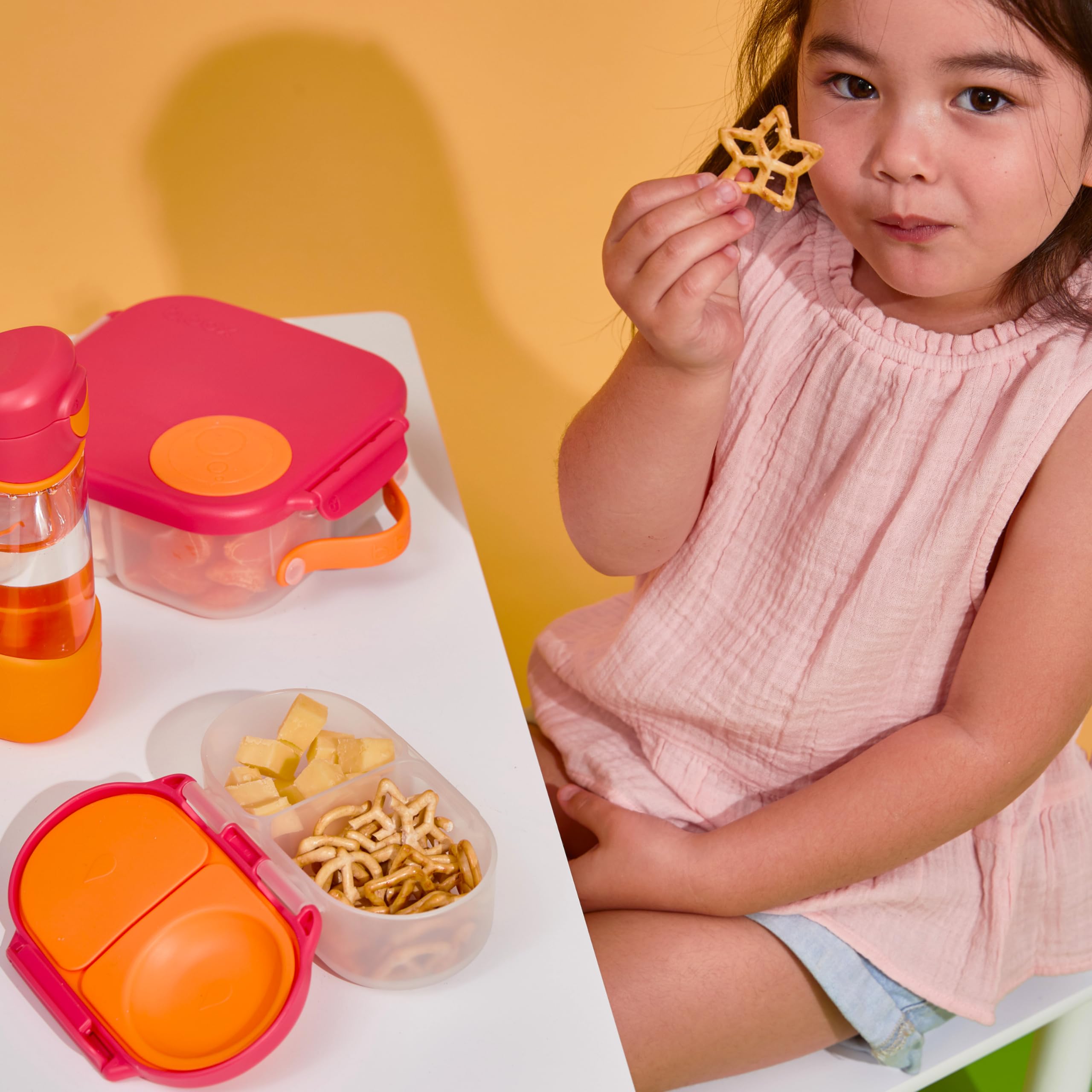 b.box Snack Box for Kids & Toddlers: 2 Compartment Snack Containers, Mini Bento Box, Lunch Box. Leak Proof, BPA free, Dishwasher safe. School Supplies. Ages 4 months+ (Ocean Breeze, 12oz capacity)