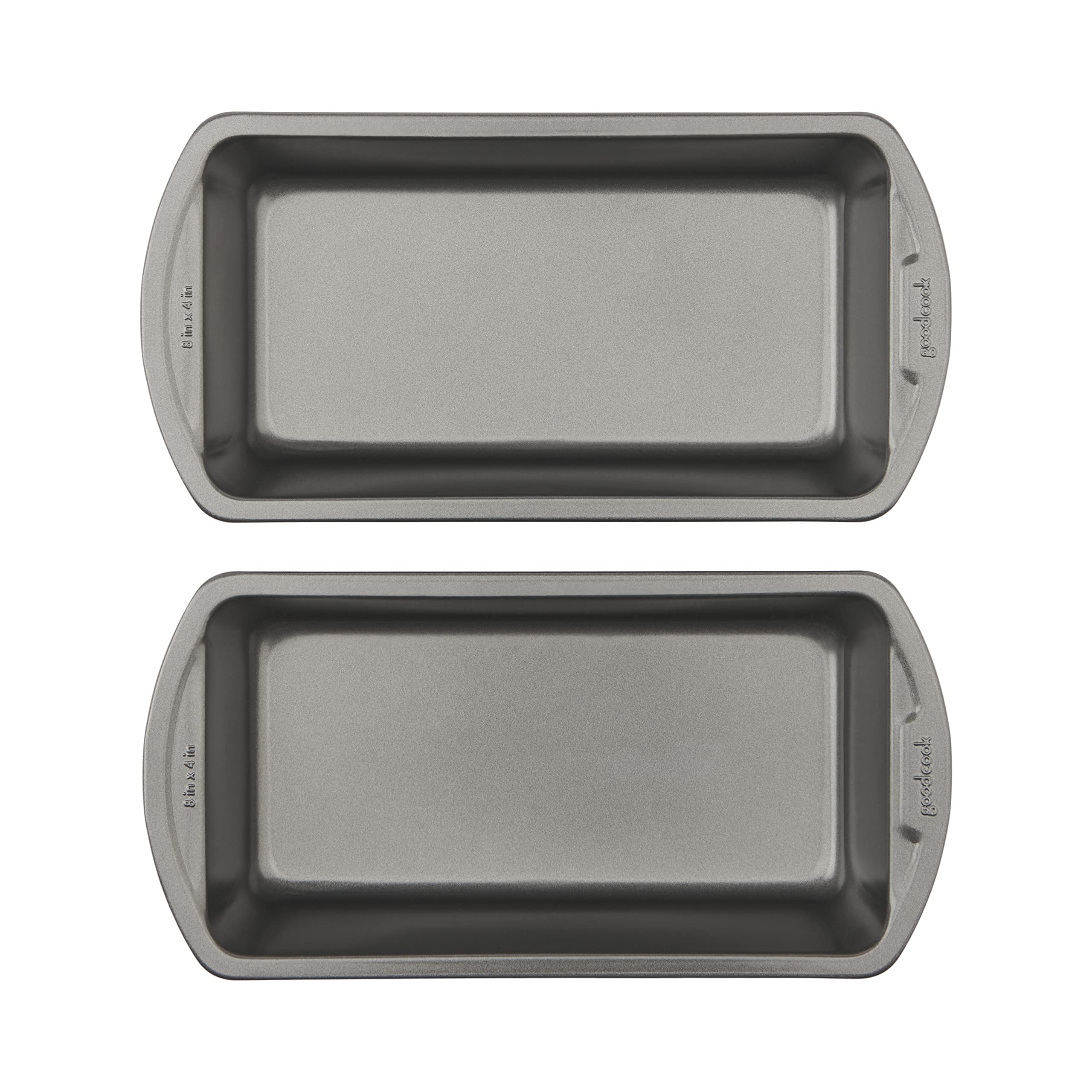 GoodCook Antihaft-Kastenform 20 x 10 cm, robustes Backgeschirr aus Stahl mit leicht zu reinigender Antihaftbeschichtung, ofen- und spülmaschinenfest für Hackbraten, Brot, Lasagne, Aufläufe und mehr, 2er-Set, Grau