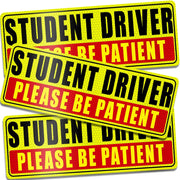 Sukh Student Driver Magnet for Car - Be Patient Student Driver Magnet New Student Driver Sticker Safety Warning Reflective Signs Reusable Movable 3 Pcs