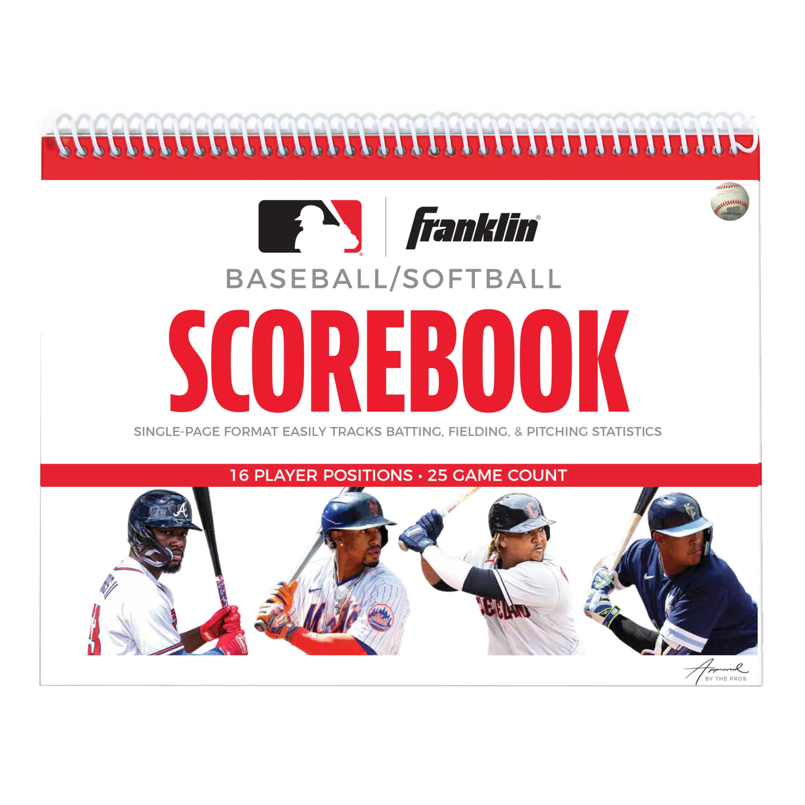 Franklin Sports MLB Baseball + Softball Scorebook - Buch für Statistiken - Offizieller Schiedsrichter für Trainer - 25 Spiele