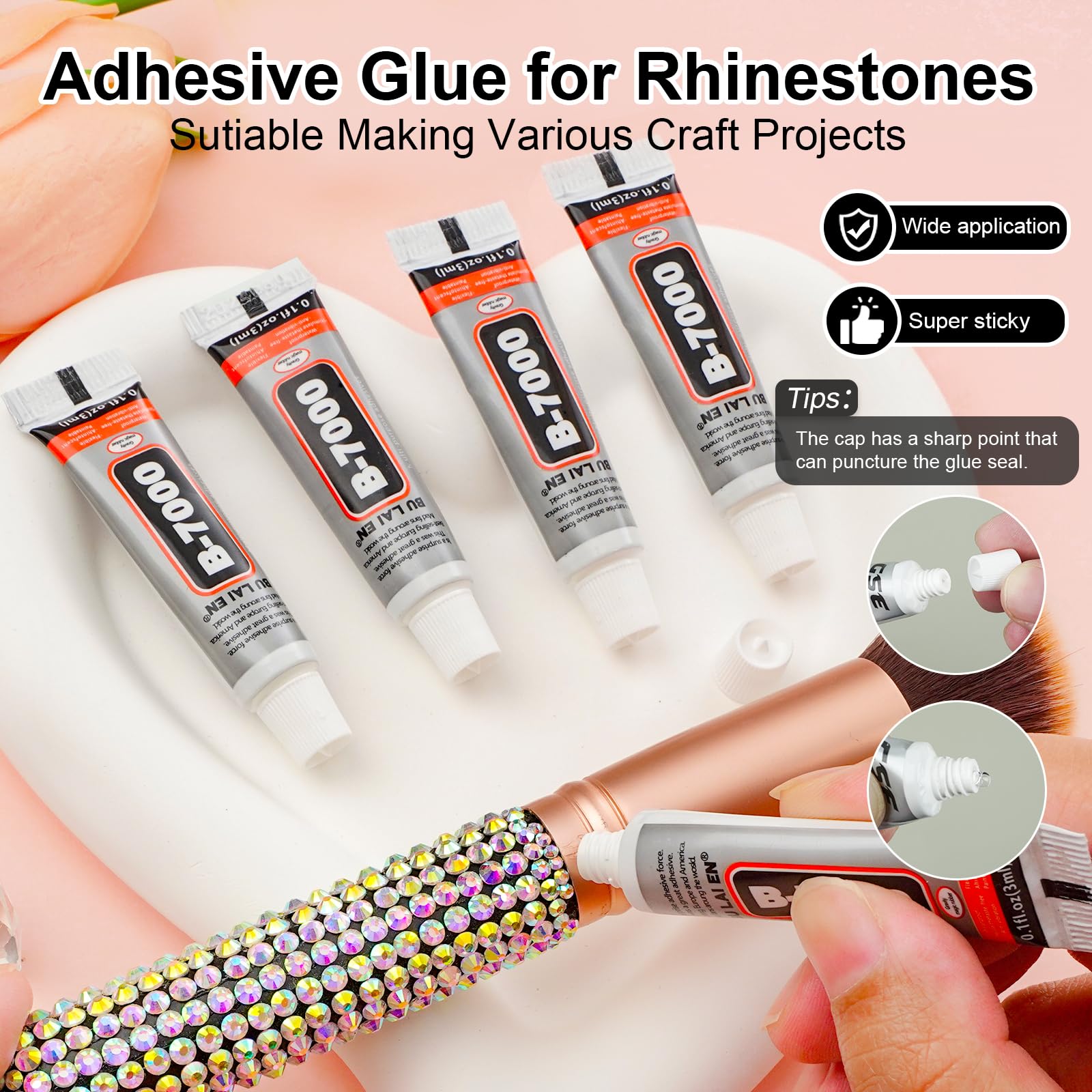 Canvalite 25000Pcs Resin Jelly Rhinestones for Crafting, Clear Flatback Gems, Bedazzling Crystal with 5Pcs 2.5g B7000 Jewelry Glues and Tweezers and Dotting Pen for DIY Crafts Clothing Shoes Nail Art