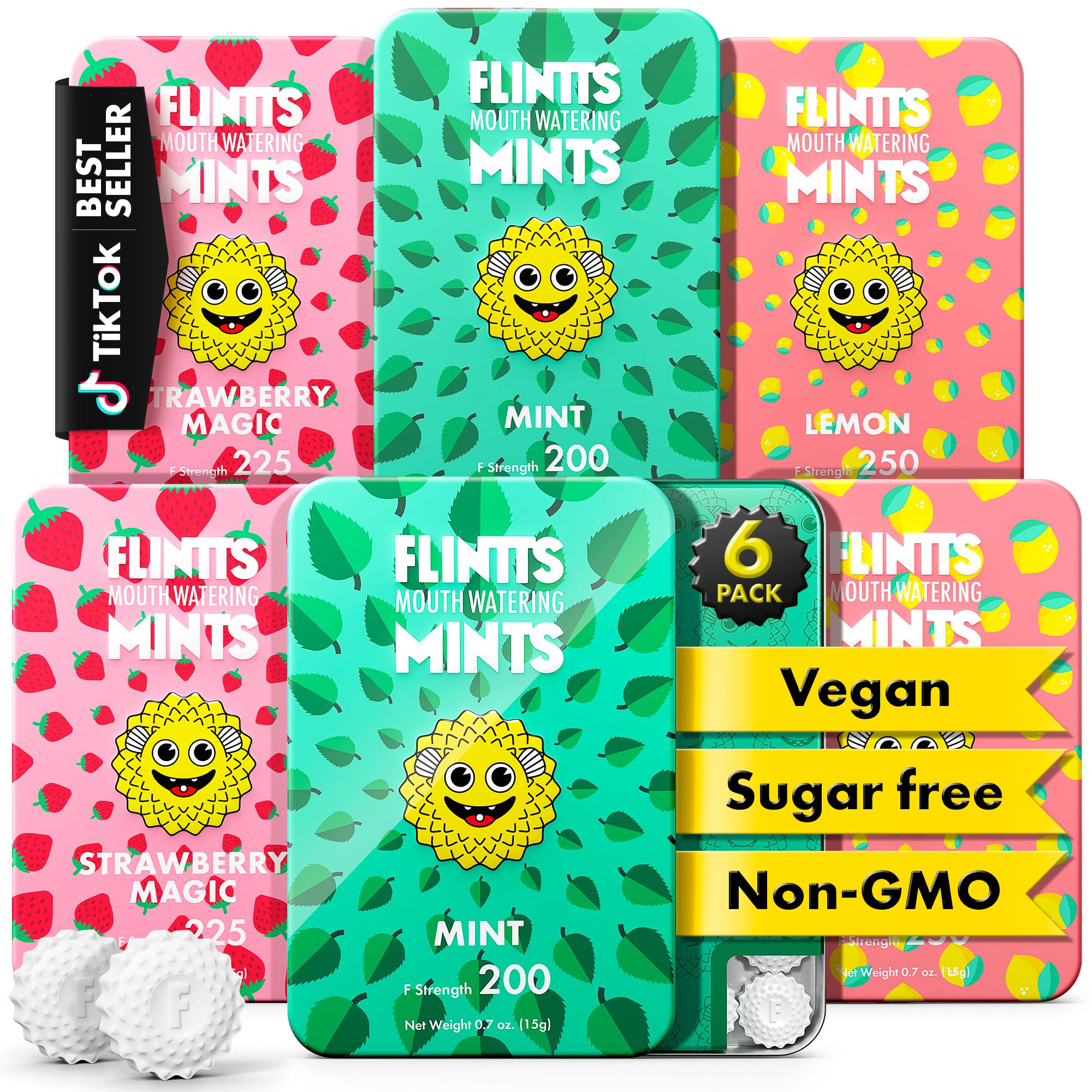 Flintts Mints After Party Pack – Zuckerfreie, mundwässernde Pastillen zur Linderung von Mundtrockenheit & für Frische – Vegane Unterstützung für die Mundgesundheit mit Sparkle-Effekt – Taschenformat, Speichelersatz, Lutschtabletten-Alternative