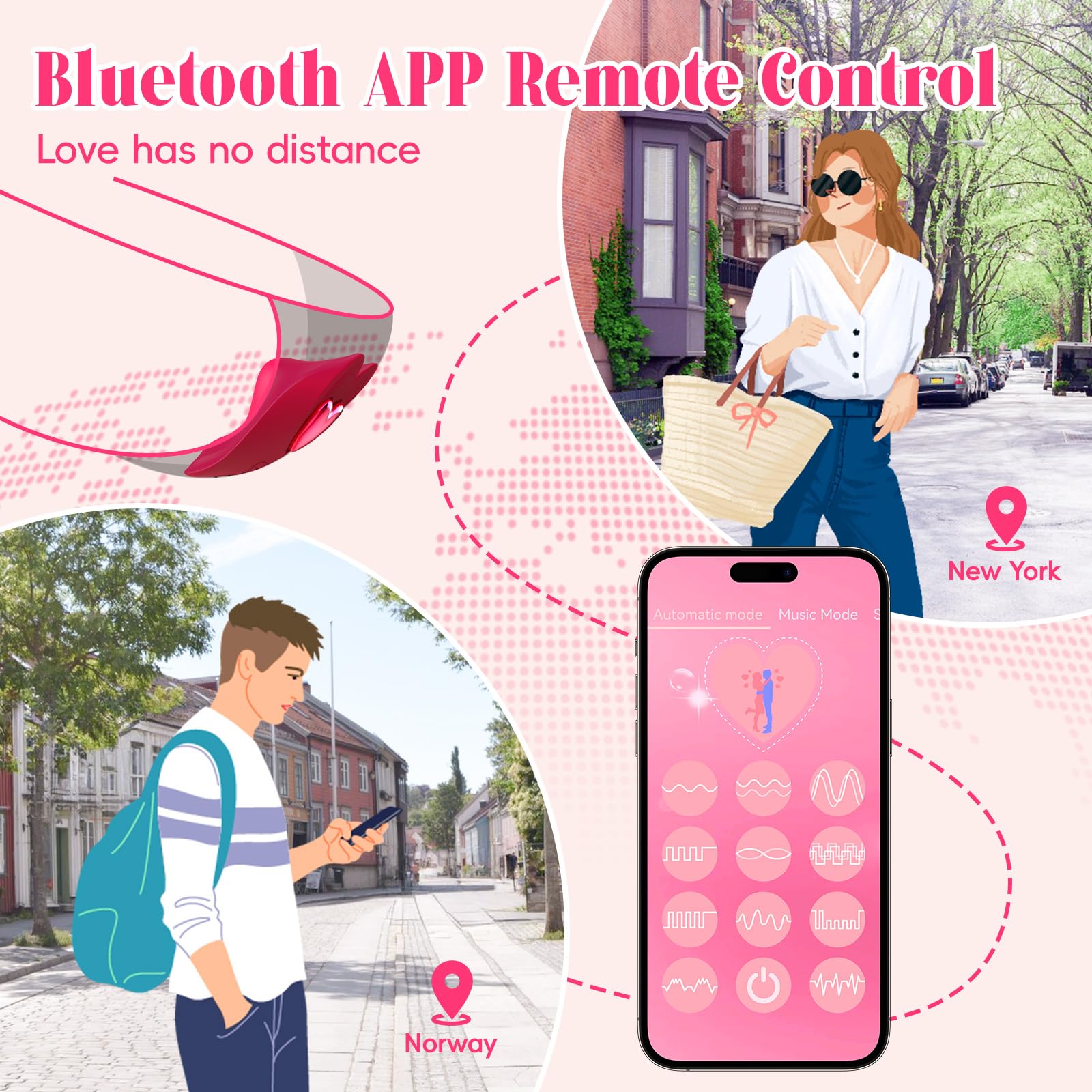 Remote Control Vibrator Couples Sex Toys, App Cellphone Wearable Couple Vibrator with Remote, Vibrating Panties with 10 Vibration Settings, Mini Bullet Vibrator for Women (Red)