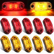 Tallew 10 Pcs 2.5 Inch LED Trailer Lights 2 Diode Waterproof LED Trailer Side Marker Oval Signal Running Lights for Truck Boat Rv(Amber, Red)