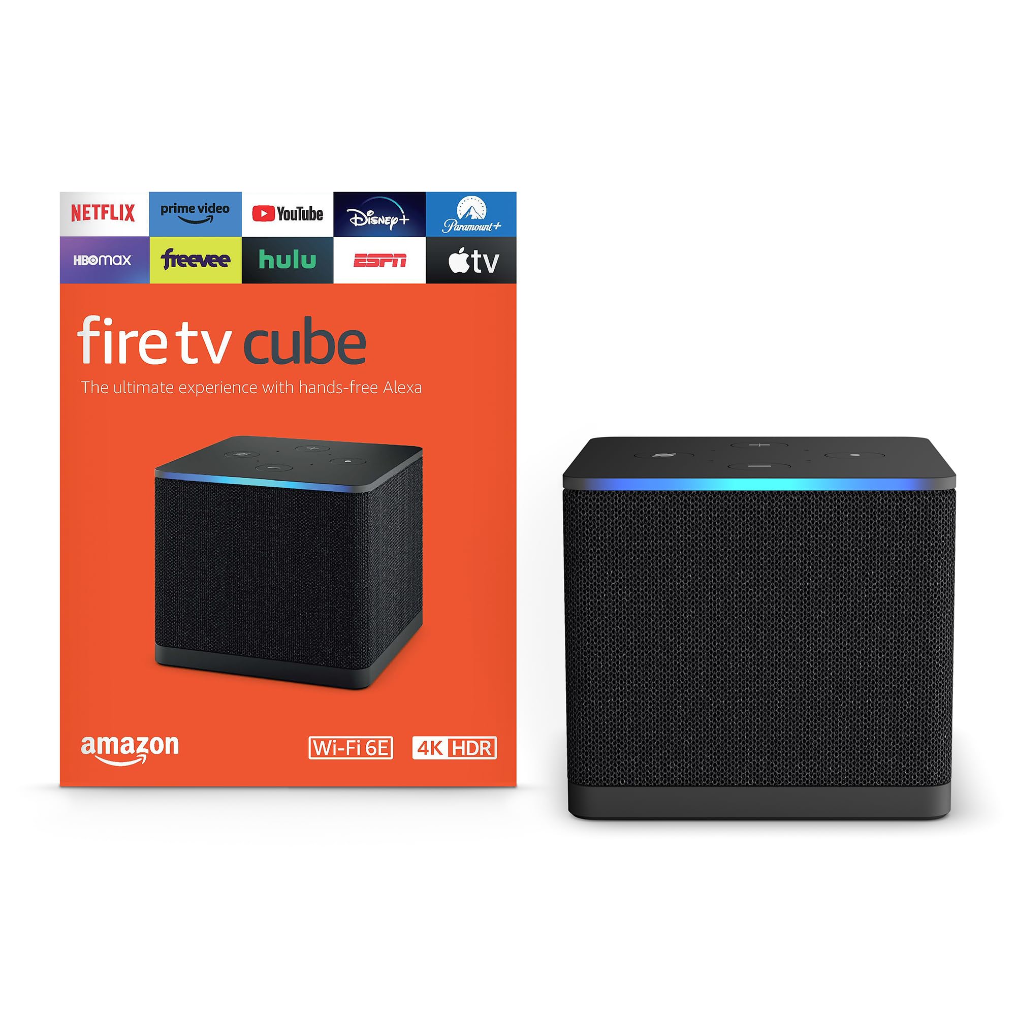 Amazon Fire TV Cube (neuestes Modell) mit KI-gestützter Fire TV Suche, sprachgesteuerter Streaming Media-Player mit Alexa, Wi-Fi 6E, 4K Ultra HD