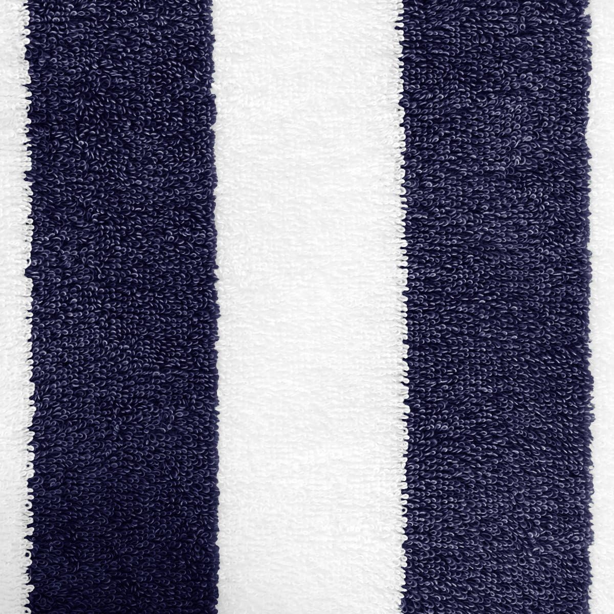 Amazon Basics 100% Cotton Terry Absorbent Cabana Stripe Pool & Beach Towels, Soft, Large, and Thick, 2-Pack, Navy Blue, 30 in x 60 in