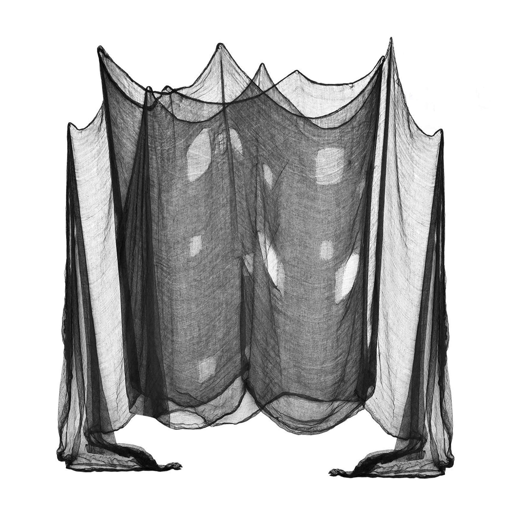 (48 x 240 in.) Halloween Creepy Cloth, DealKits Spooky Giant Cheese Cloth Tapestry for Halloween Party Supplies Decorations Outdoor Yard Home Wall Decor, Black