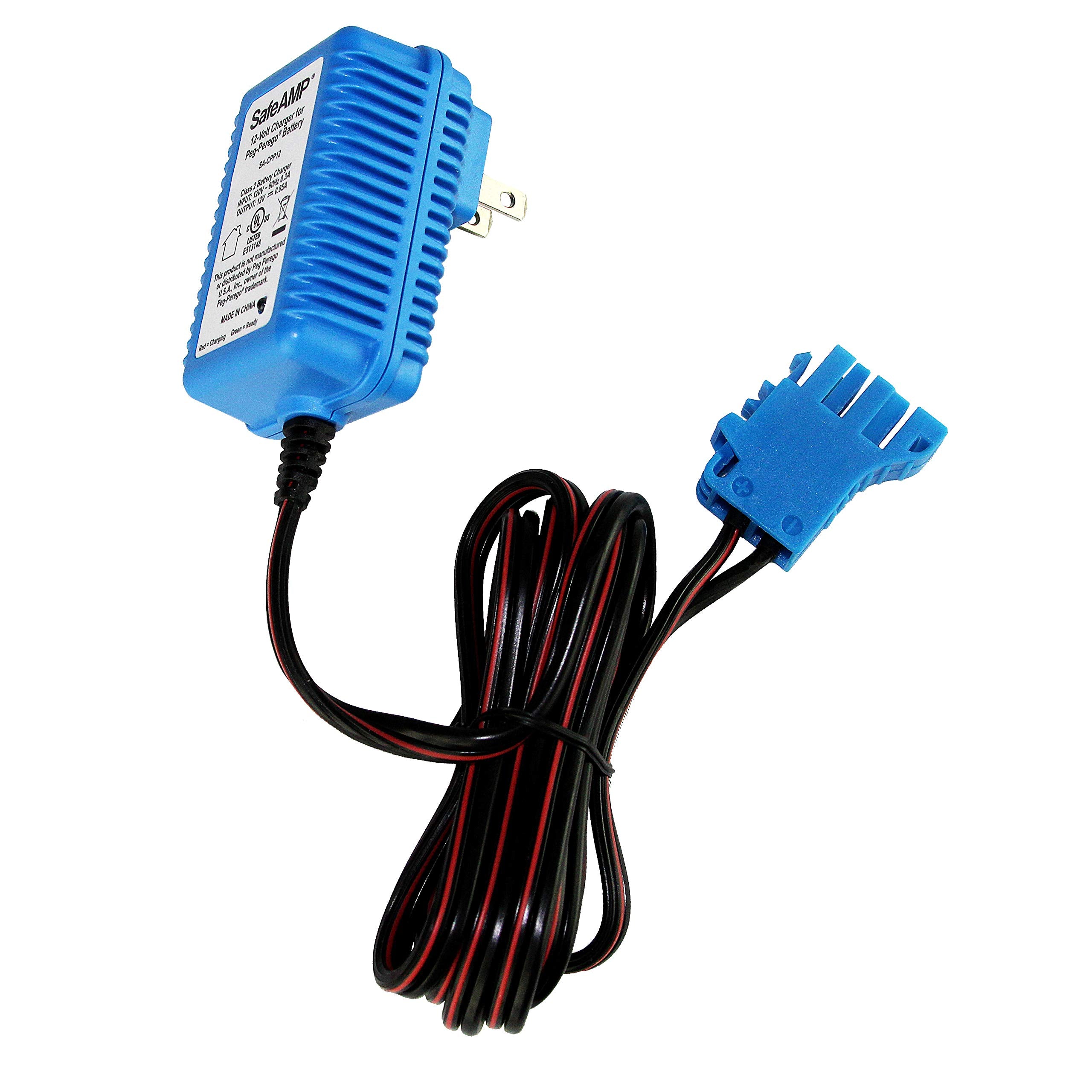 SafeAMP 12 Volt UL Listed Battery Charger Compatible with Peg Perego 12V Battery for John Deere Ground Force Tractor, John Deere Gator XUV Polaris RZR 900 Powered Ride On Car