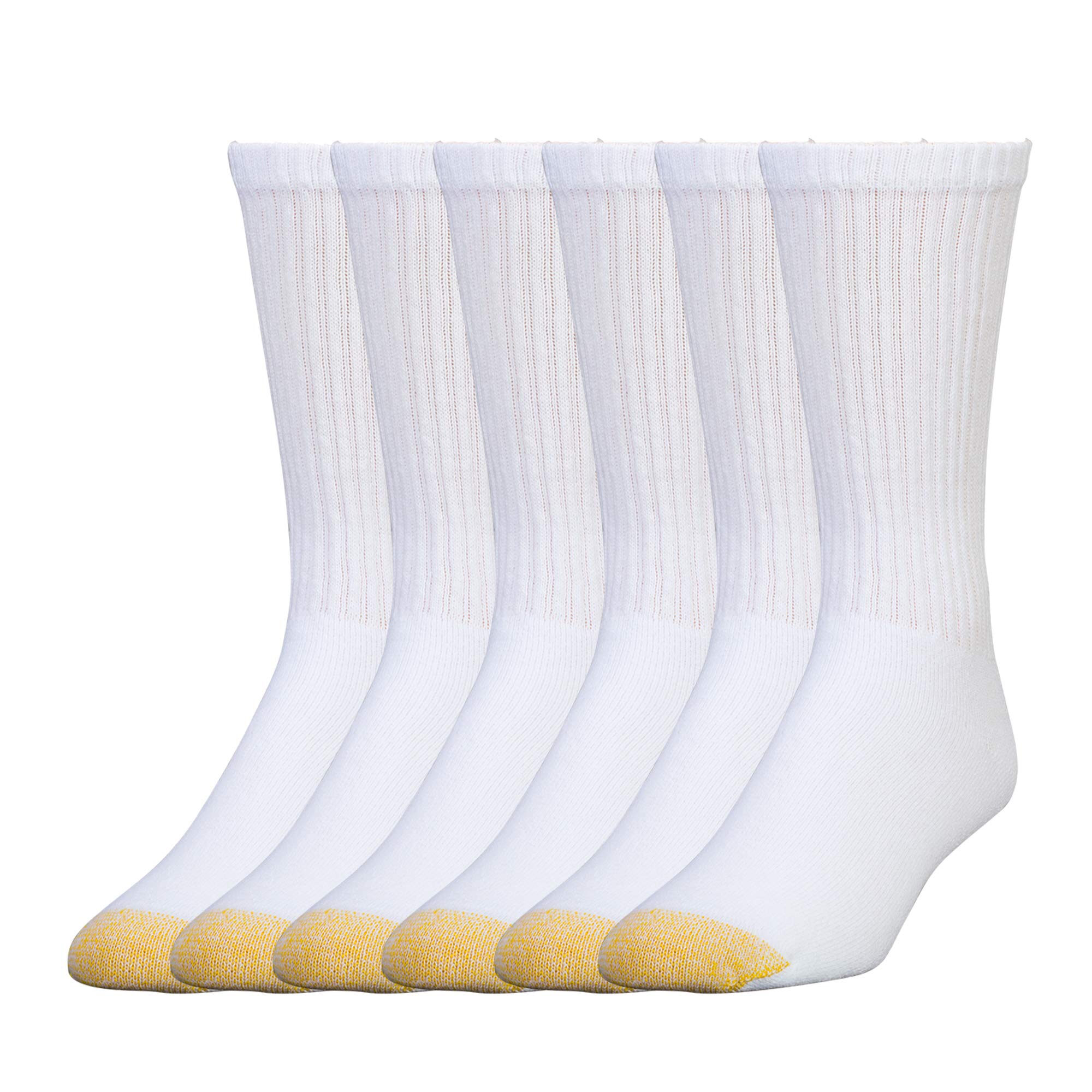 GOLDTOE Herren Socken 656s Cotton Crew Athletic Socks, Multipacks, Weiß (6 Paar), Large