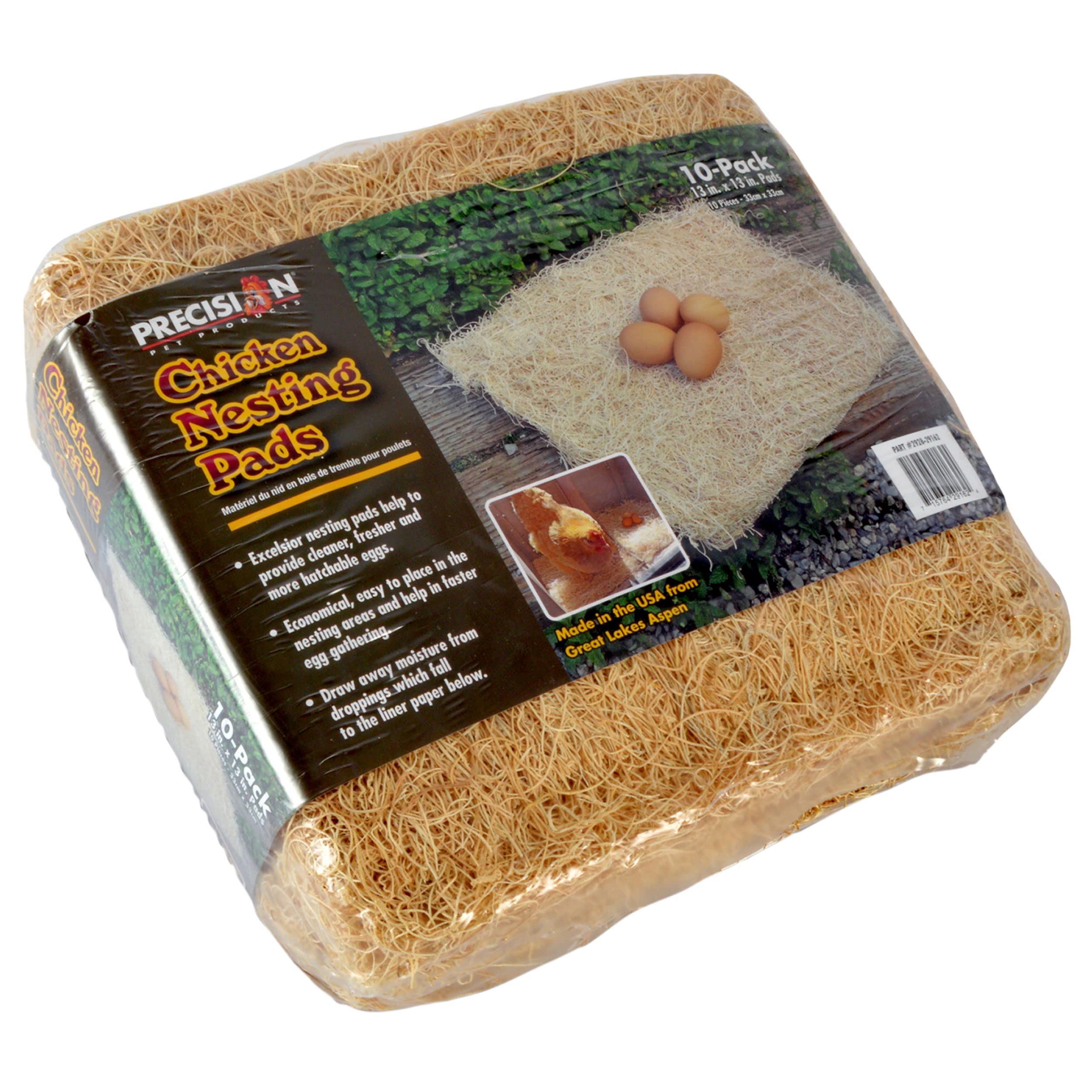 PRECISION PET Chicken Nesting Pads by Petmate – 13” x 13” Premium Chicken Bedding Fit Most Nesting Boxes – 10 Pack,Beige, Made in USA