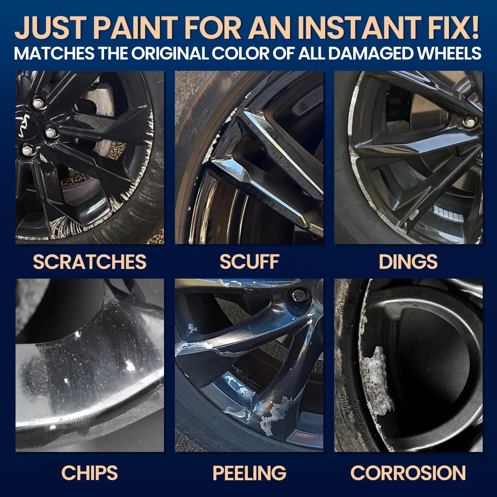 cocomfix Gloss Black Rim Touch Up Paint, Rim Paint, Wheel Scratch Repair Kit for Curb Rash & Scratches, Universal Black Enamel paint (1 fl oz), Scratch Resistant, Covers 1 sq ft per Coat