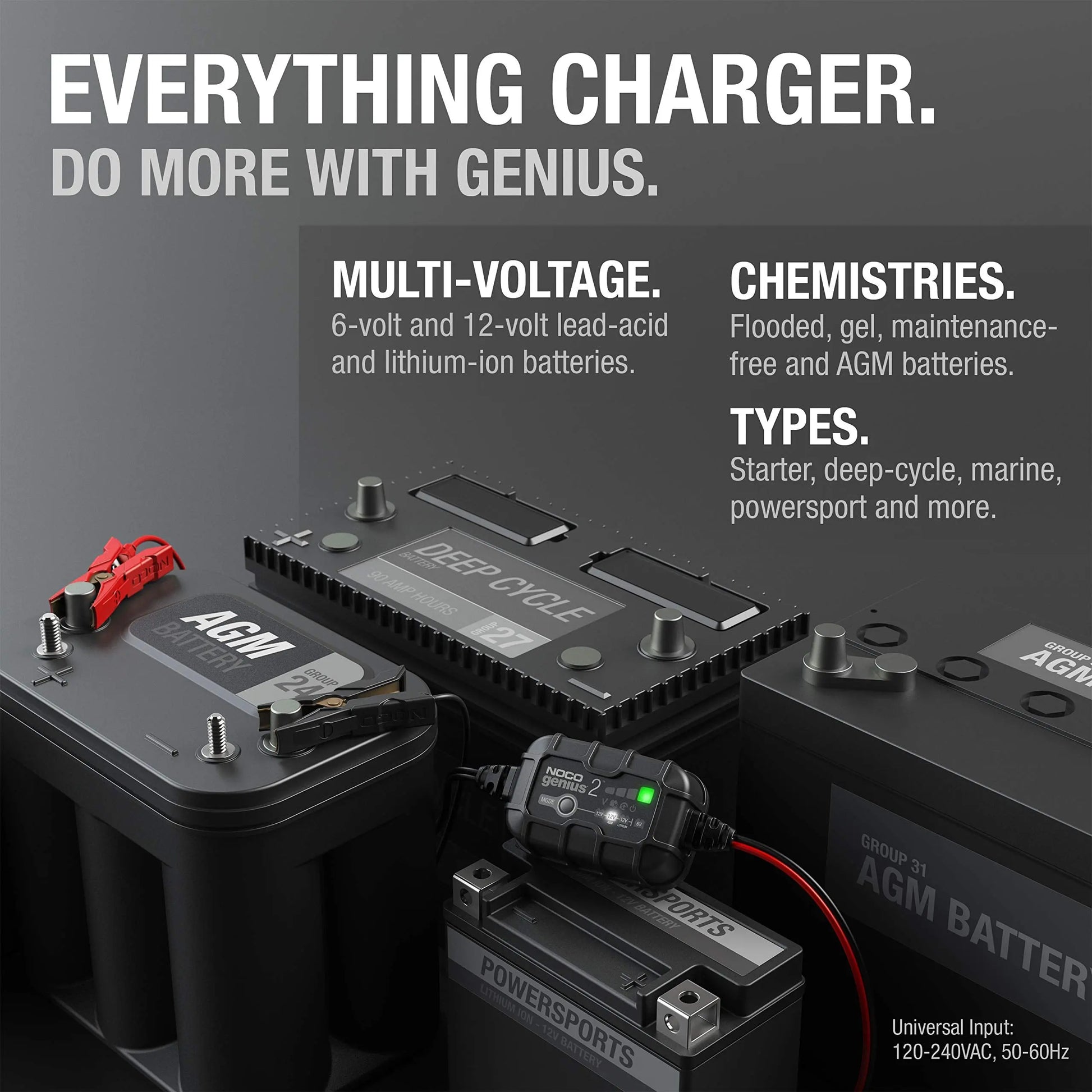 NOCO GENIUS2: 2A 6V/12V Smart Battery Charger – Automatic Maintainer, Trickle Charger & Desulfator with Overcharge Protection & Temperature Compensation – For Lead-Acid & Lithium Batteries
