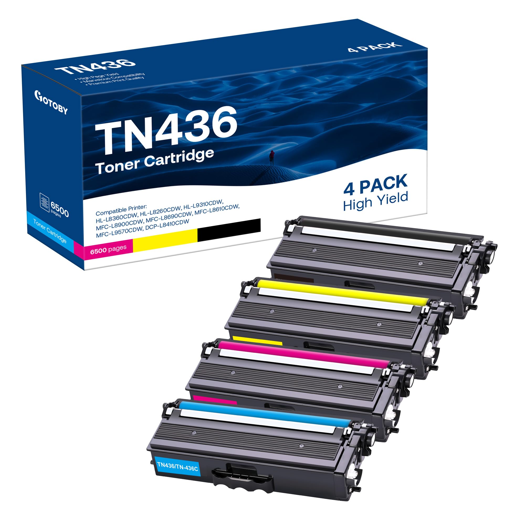 GOTOBY Kompatible Tonerkartusche Ersatz für Brother TN436 TN 436 TN436BK TN433 TN431 für Brother HL-L8360CDW HL-L8260CDW MFC-L8900CDW MFC-L8690CDW Drucker (Cyan, Gelb, Magenta, Schwarz, 4 Stück)