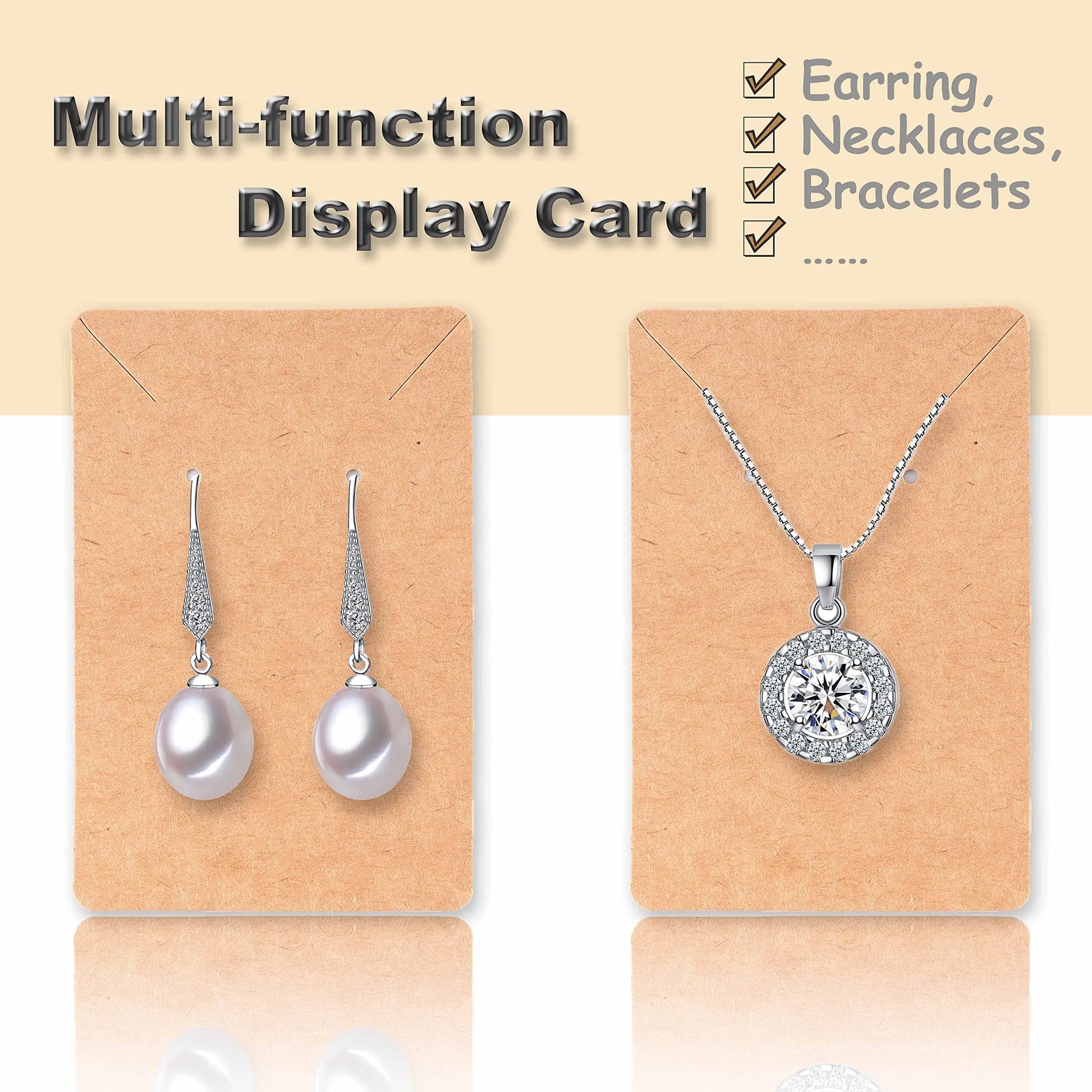 Earring Display Cards with 100 Pcs Earring Holder Cards 200 Pcs Earring Backs and 100 Jewelry Packaging for Earrings Necklace Jewelry Bags 3.5x2.4 Inches (Brown)