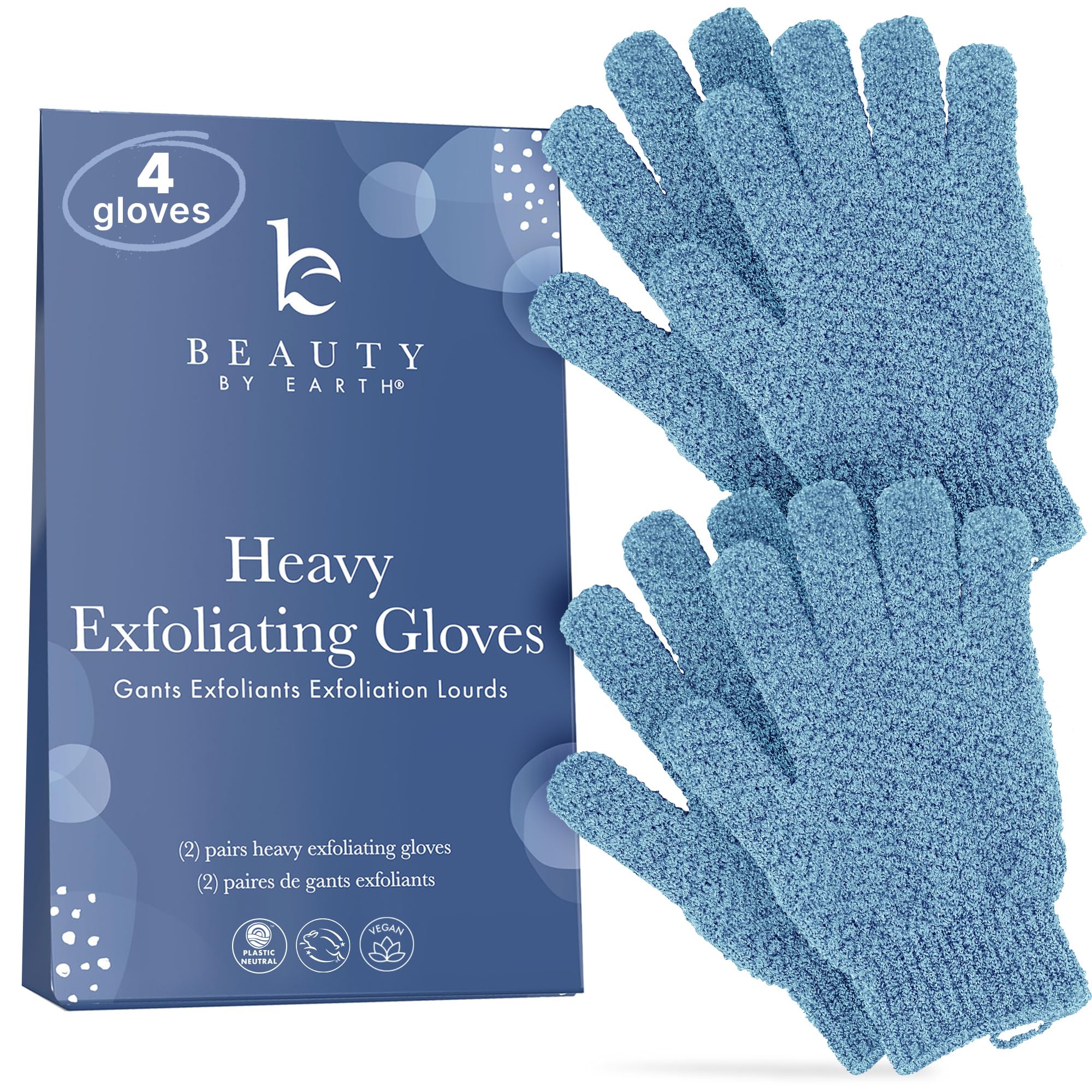 Peeling-Handschuh (4 Stk., 2 Paare) – Robuste Duschhandschuhe für Körperpeeling, peelt & entfernt abgestorbene Haut