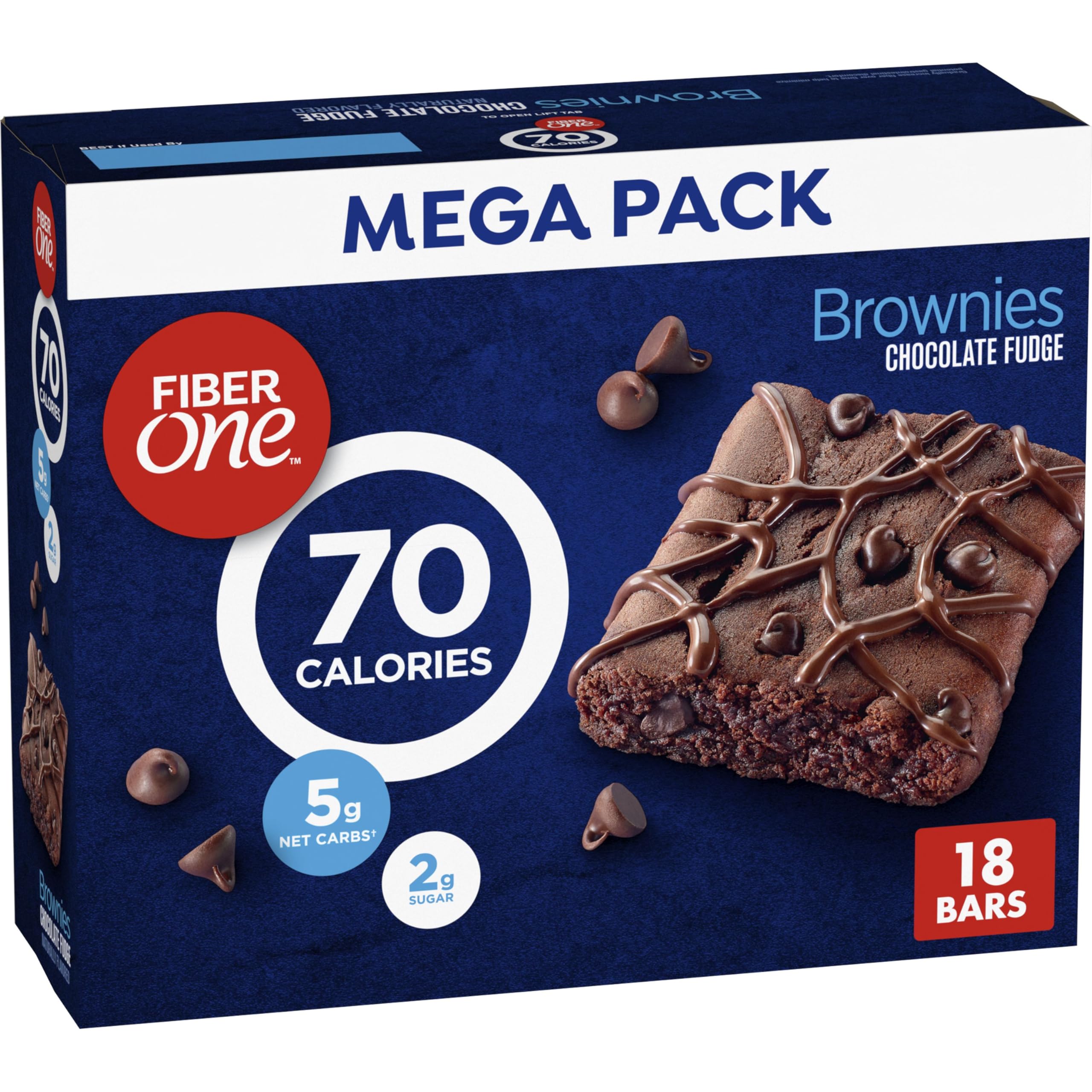 Fiber One 70 Kalorien Brownies, Chocolate Fudge Snackriegel, Mega Pack, 18 Stück, 453 g