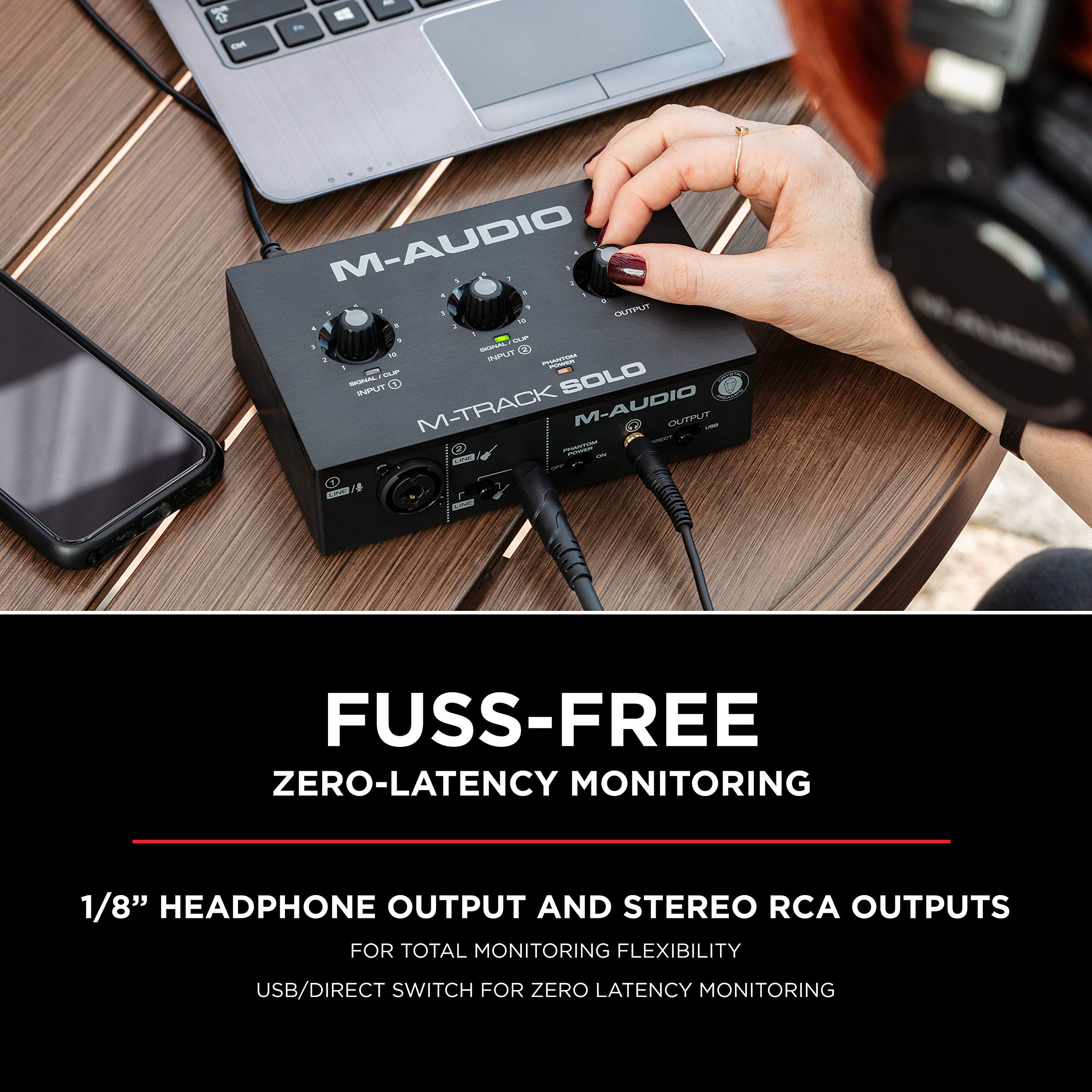 M-AUDIO M-Track Solo USB Audio Interface for Recording, Streaming and Podcasting with XLR, Line and DI Inputs, Plus a Software Suite Included