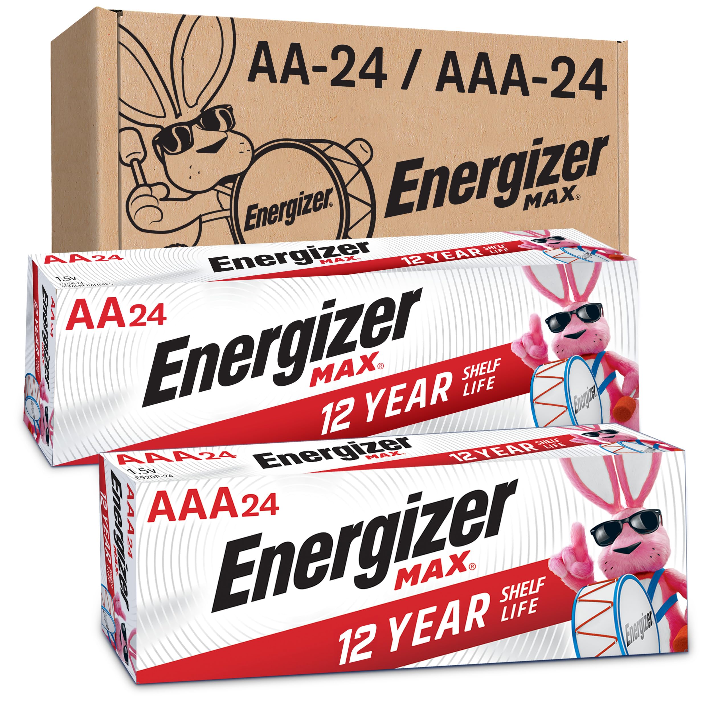 Energizer AA- und AAA-Batterien, 48 Stück, Kombipackung enthält 24 Max AA- und 24 Max AAA-Batterien
