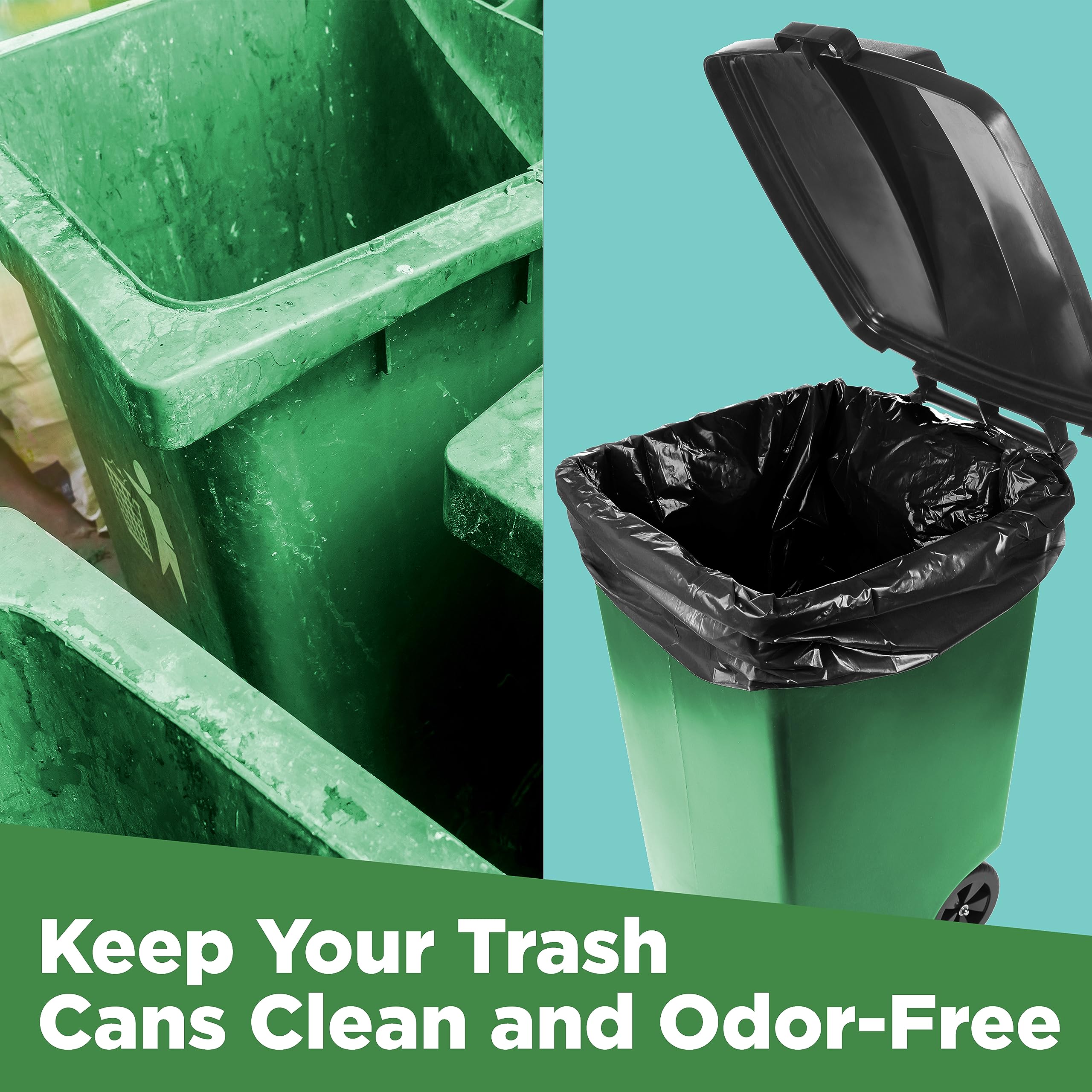 ToughBag 95-96 Gallon Trash Bags Heavy Duty (25 Count) - Extra Large Black Garbage Can Liners for 90-100 Gallon Cans - Made in USA